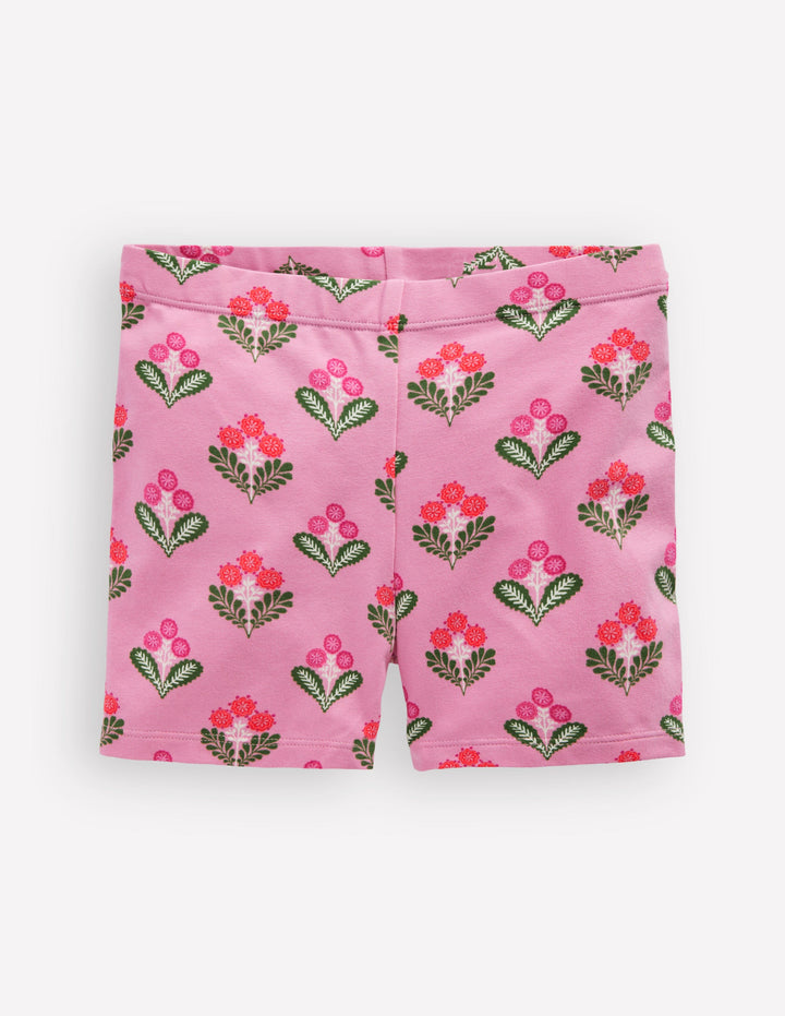 Short pour faire la roue-Motif xylographique rose