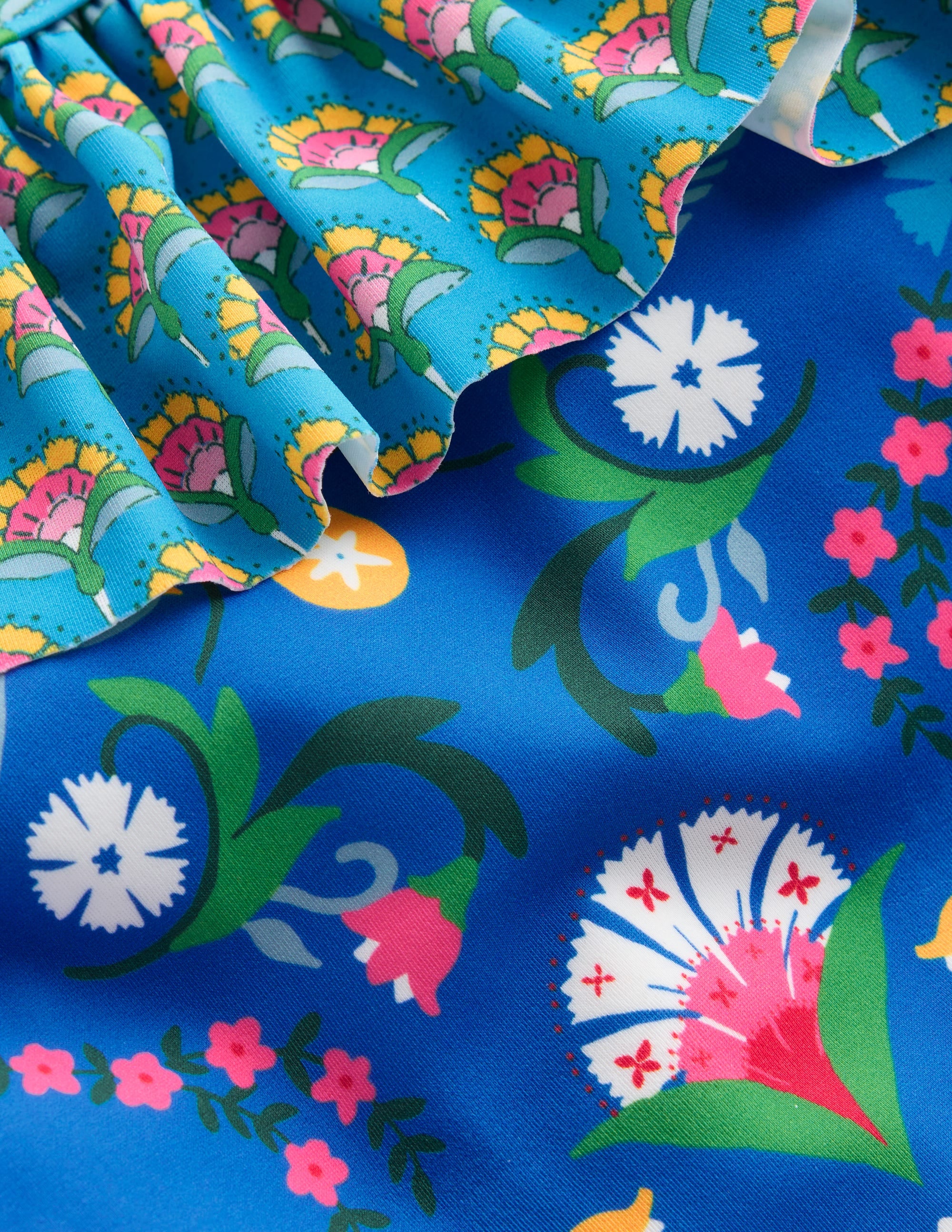 Maillot de bain Lila asymétrique-Motif floral et oiseau bleu martin-pêcheur - Image 3