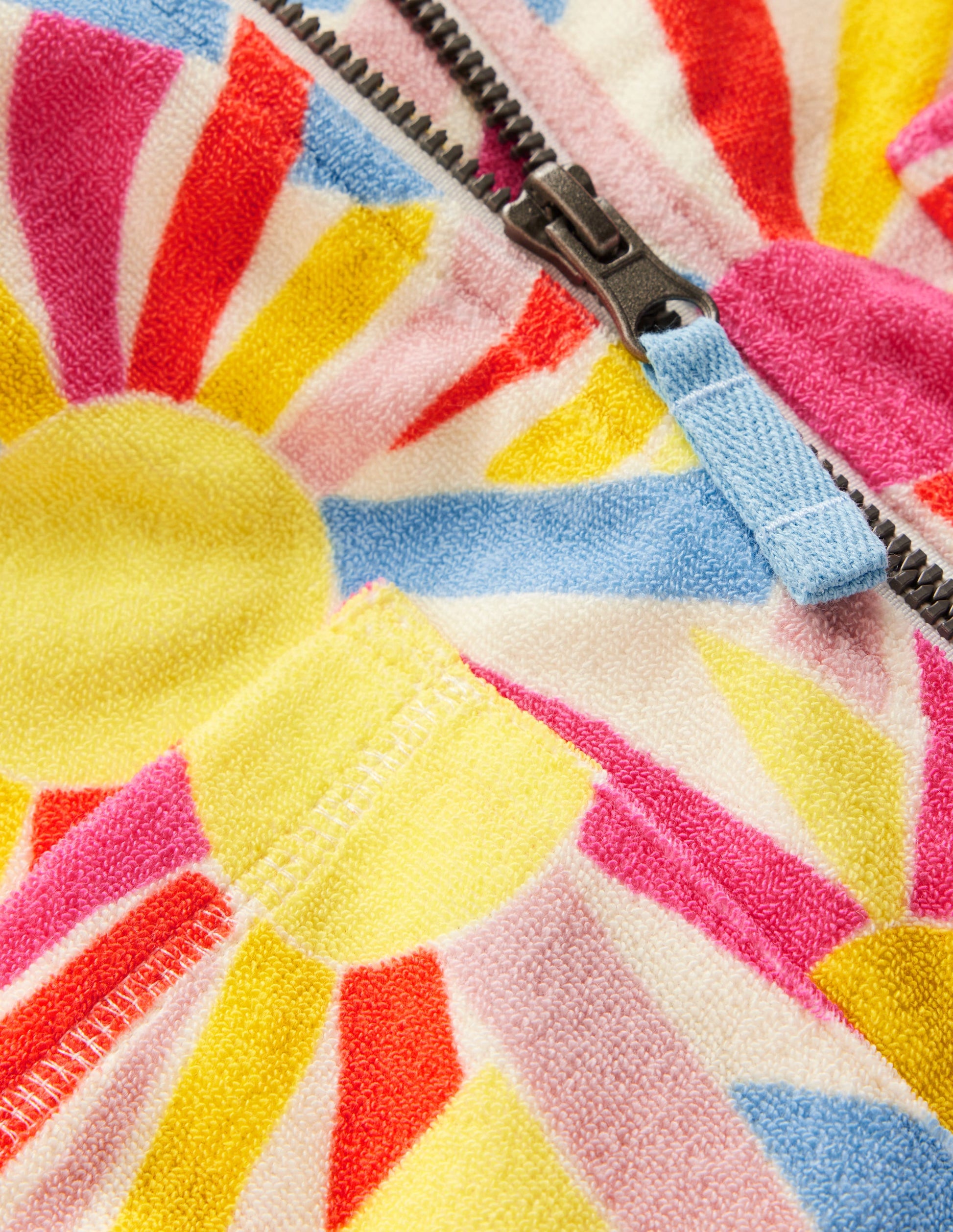 Poncho en éponge Romie à fermeture zippée-Motif Sunburst ivoire-5