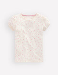 Kurzärmliges Pointelle-Oberteil-Rosa Herzen