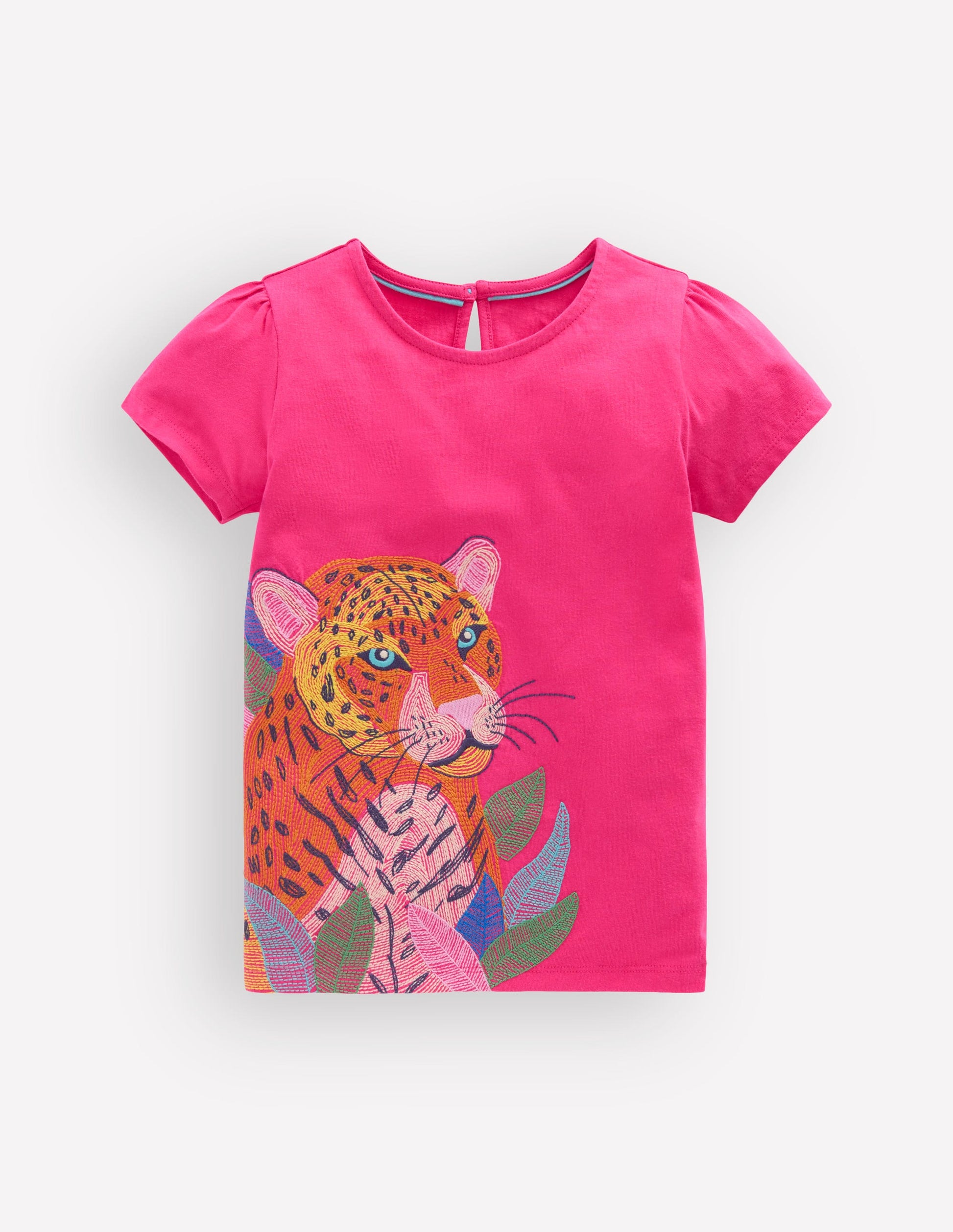 Oberteil mit Puffärmeln und Superstich-Himbeerrosa Leopardenmuster-1