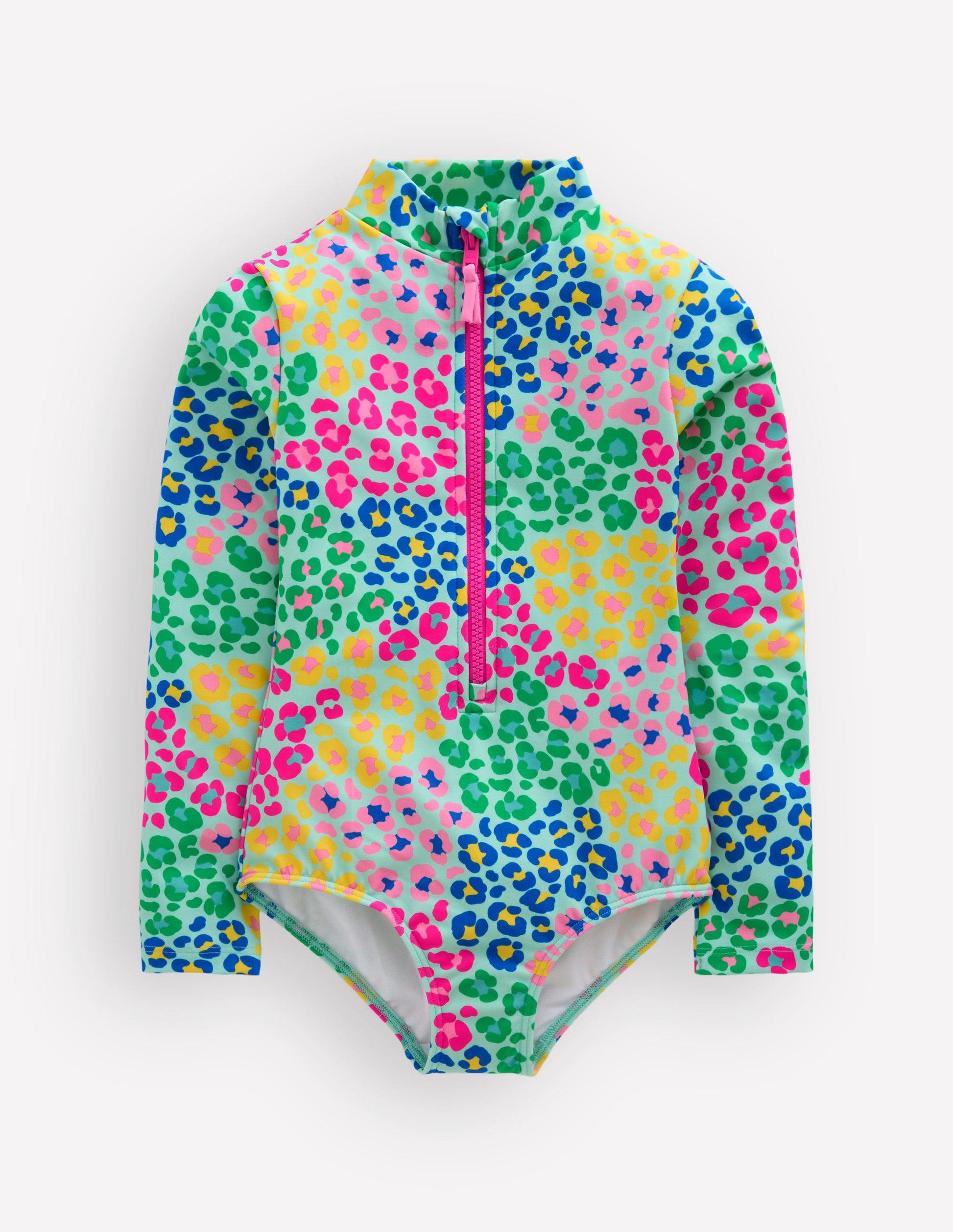 Badeanzug mit langen Ärmeln-Bunt, Leopardenmuster-1