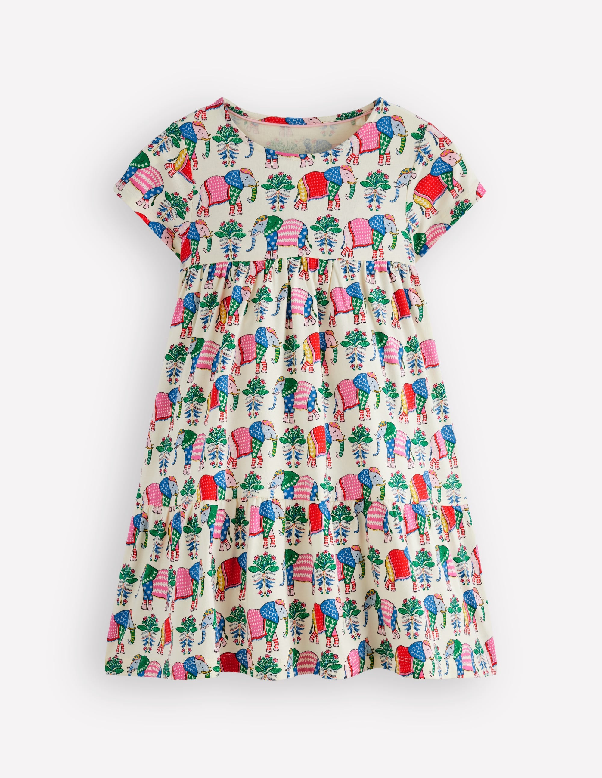 Ariel Jerseykleid zum Herumwirbeln-Bunt Elefant Holzblock - Image 1