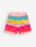 Strick-Shorts-Neon Bunt Streifen