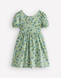Ballerina-Jerseykleid-Grün Geblümt