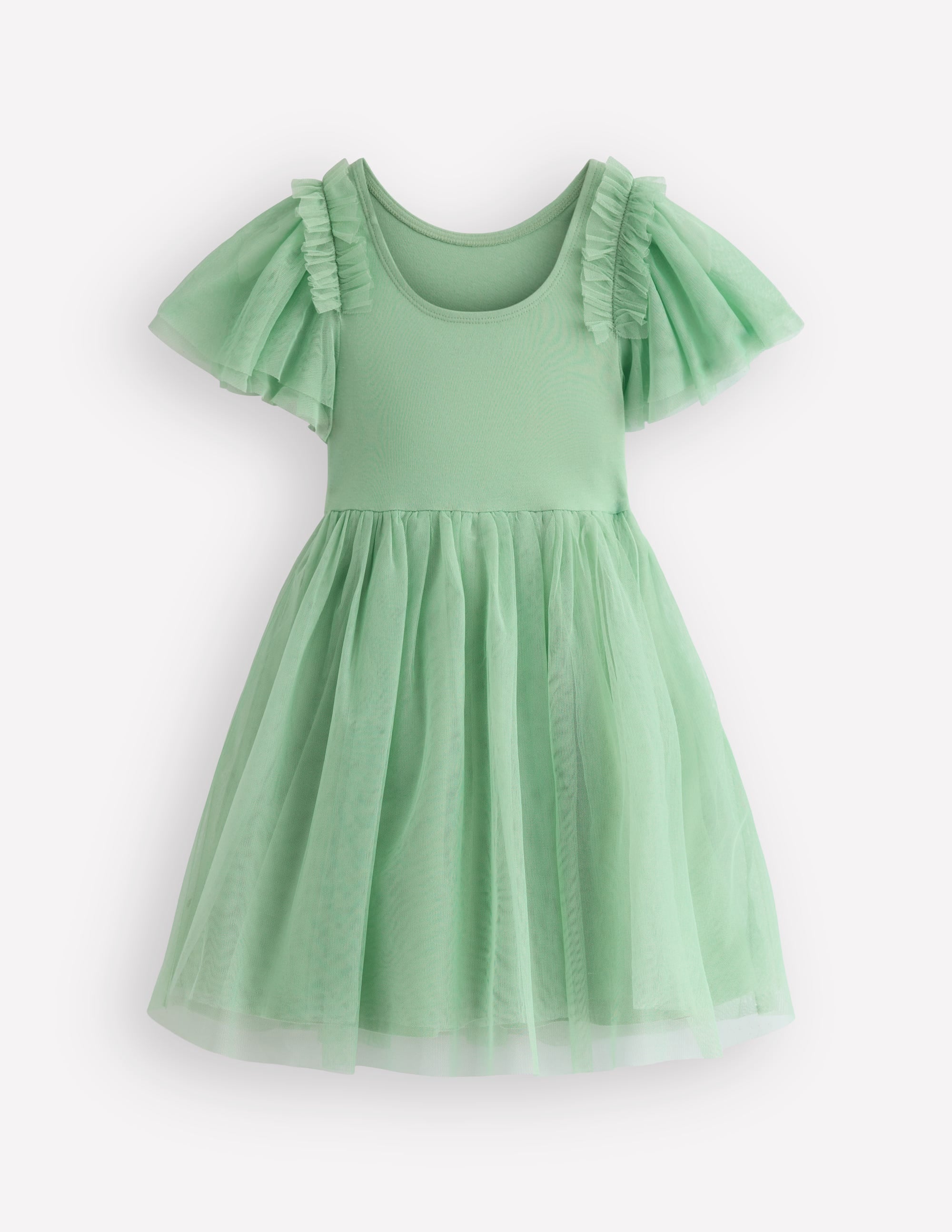 Kurzärmliges Tüllkleid mit Logo-Grün Dschungeltiere - Image 2