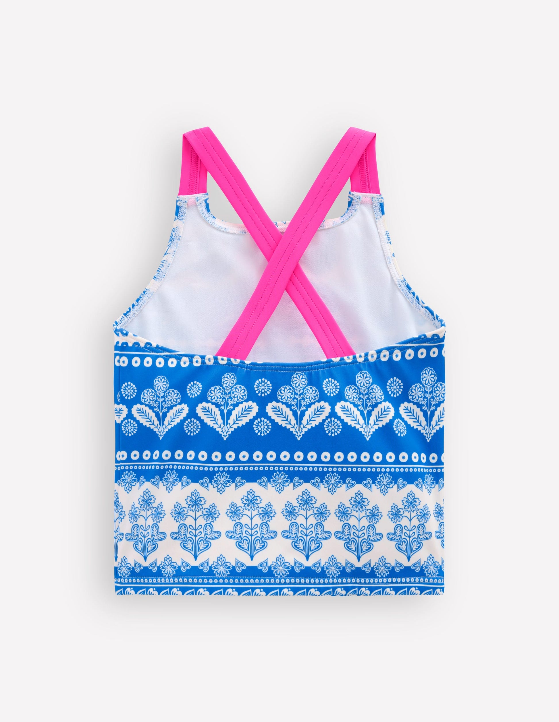 Tankini-Oberteil mit gekreuzten Rückenträgern-Azurblau Holzblock-2