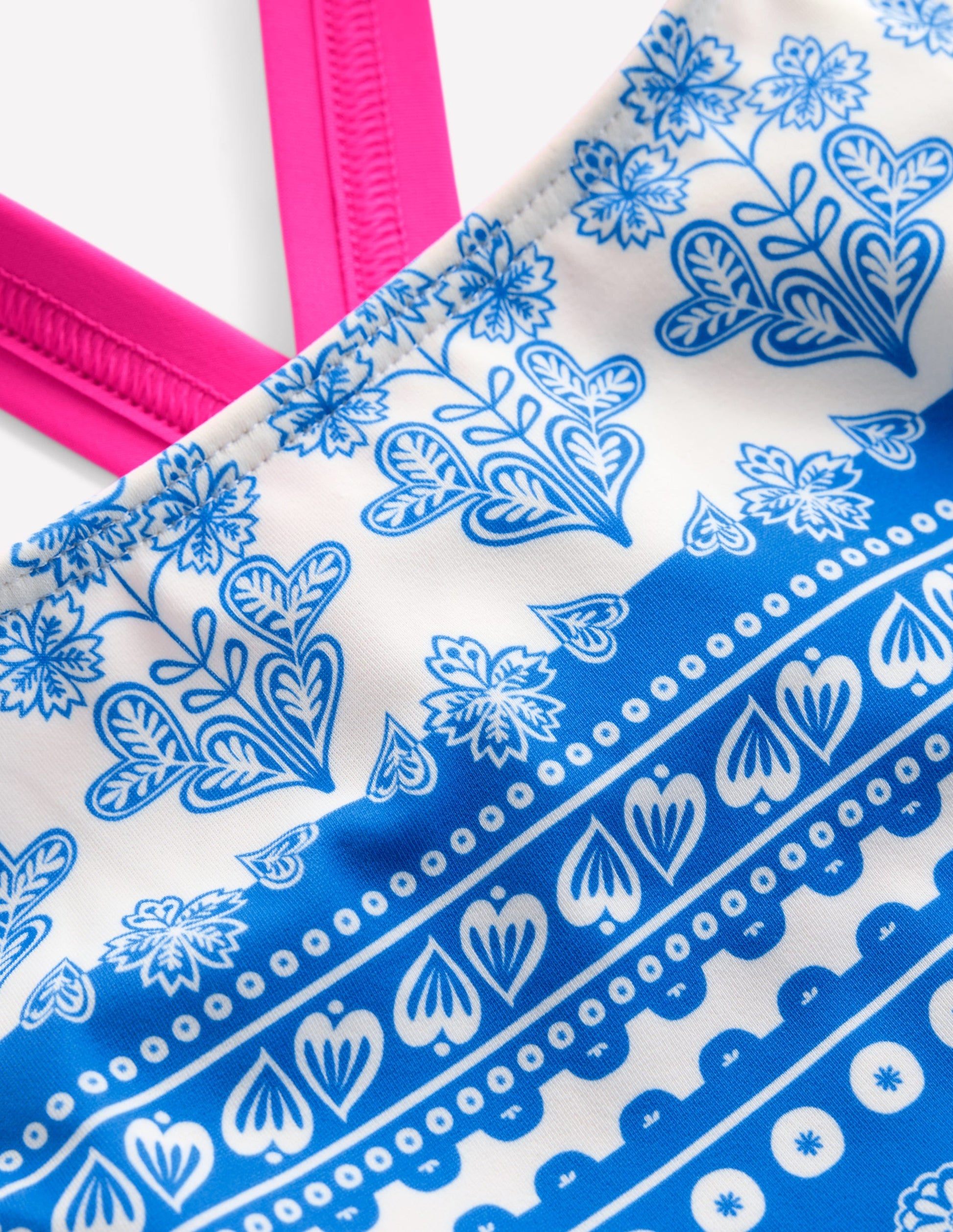 Tankini-Oberteil mit gekreuzten Rückenträgern-Azurblau Holzblock-3