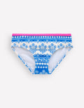 Gemusterte Bikinihose-Azurblau Holzblock