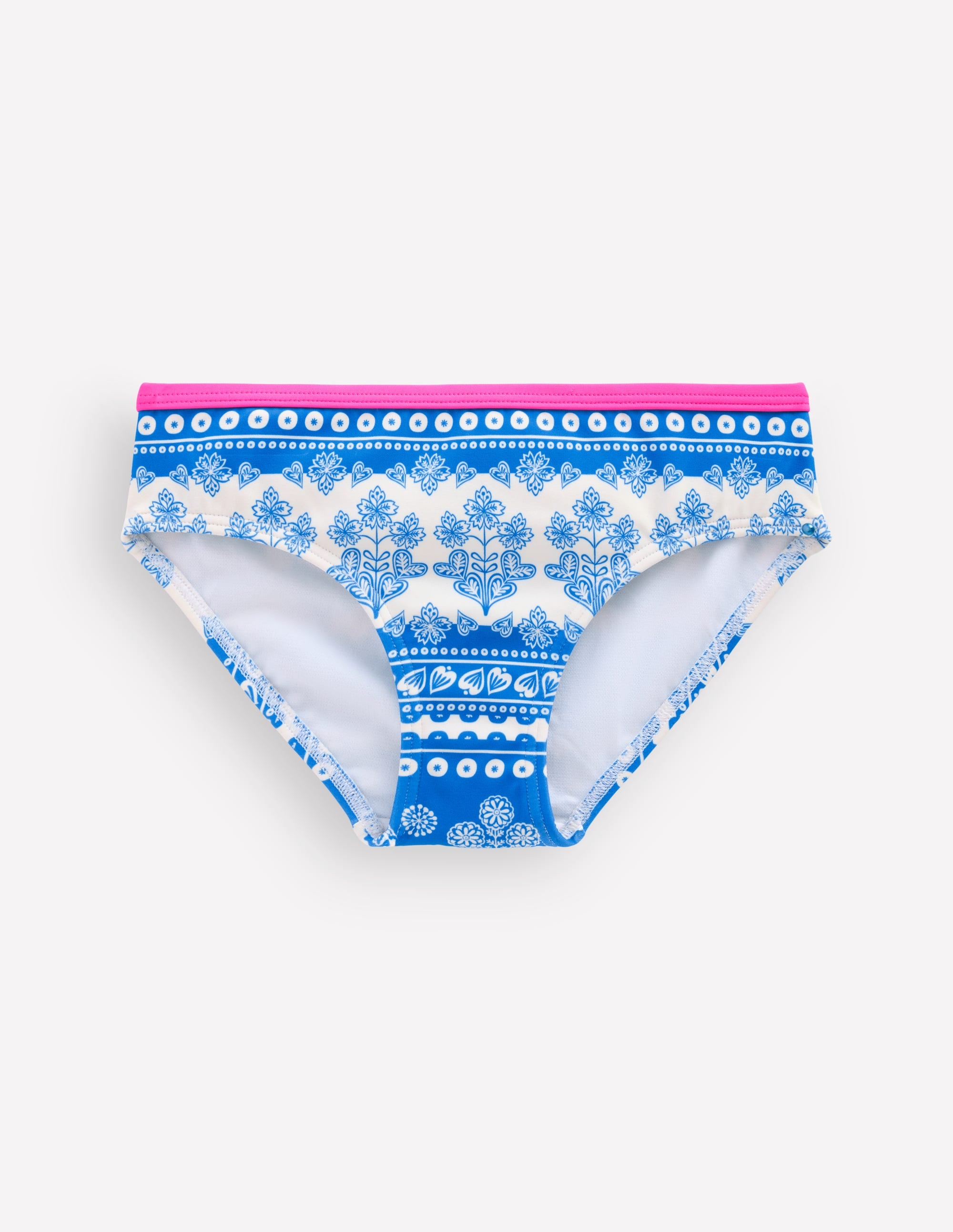 Gemusterte Bikinihose-Azurblau Holzblock - Image 1