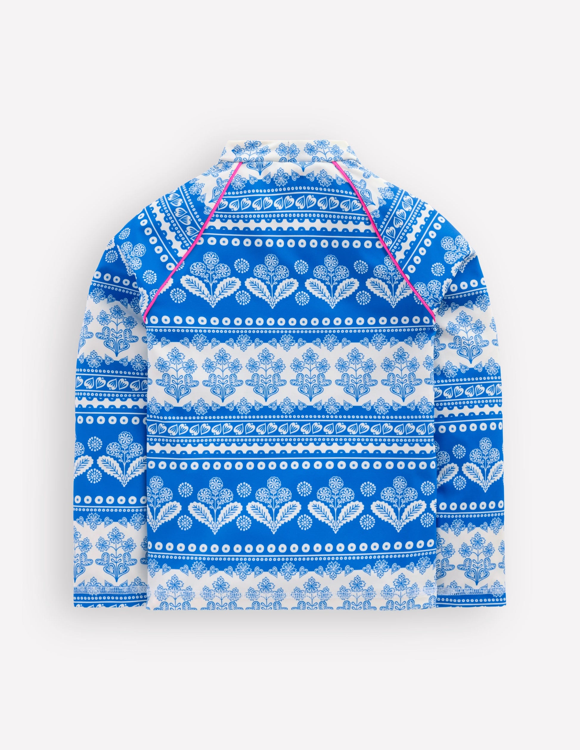 Gemustertes Badeshirt mit Sonnenschutz-Azurblau Holzblock-2