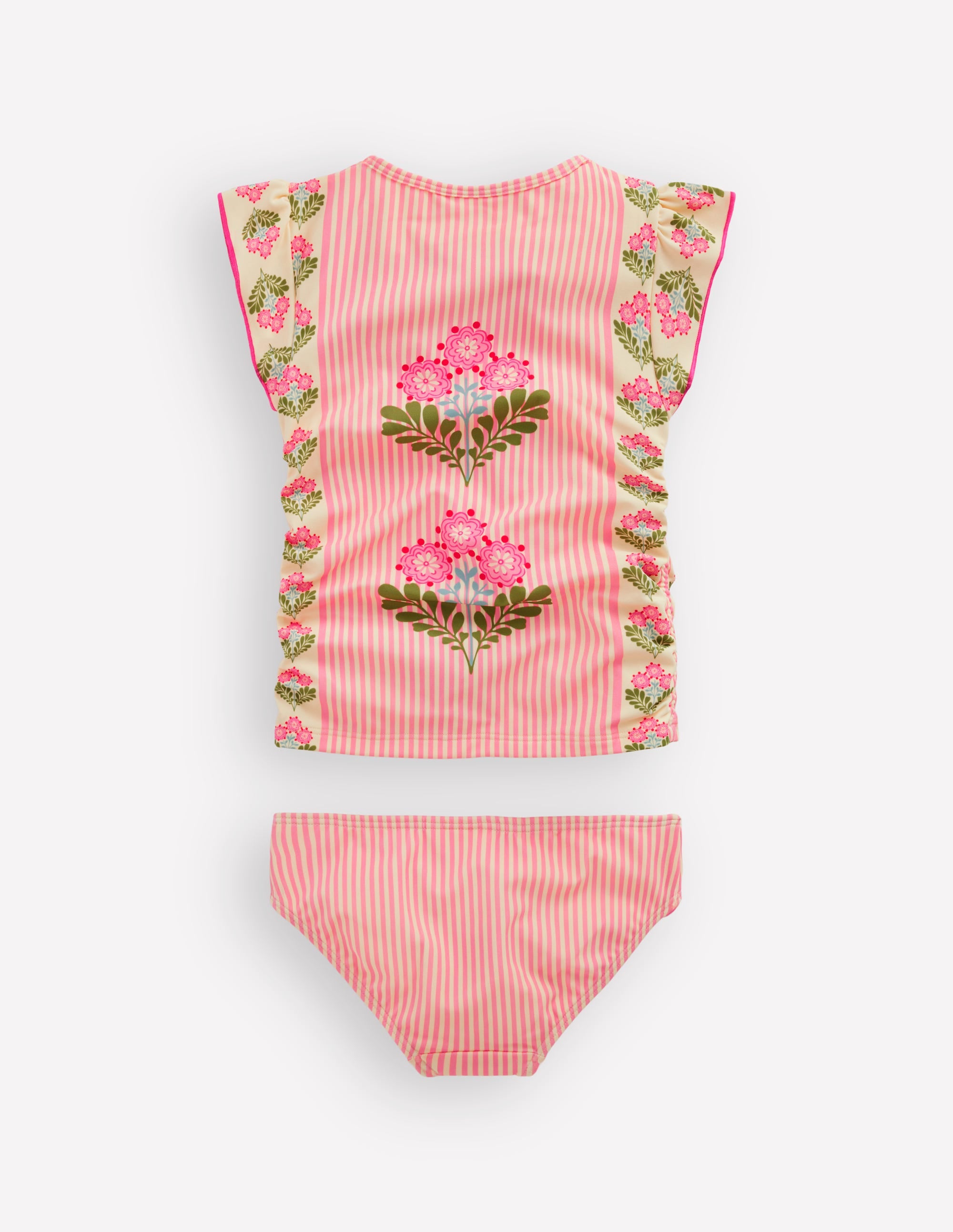Tankini à fronces-Motif xylographique rose fraise - Image 2