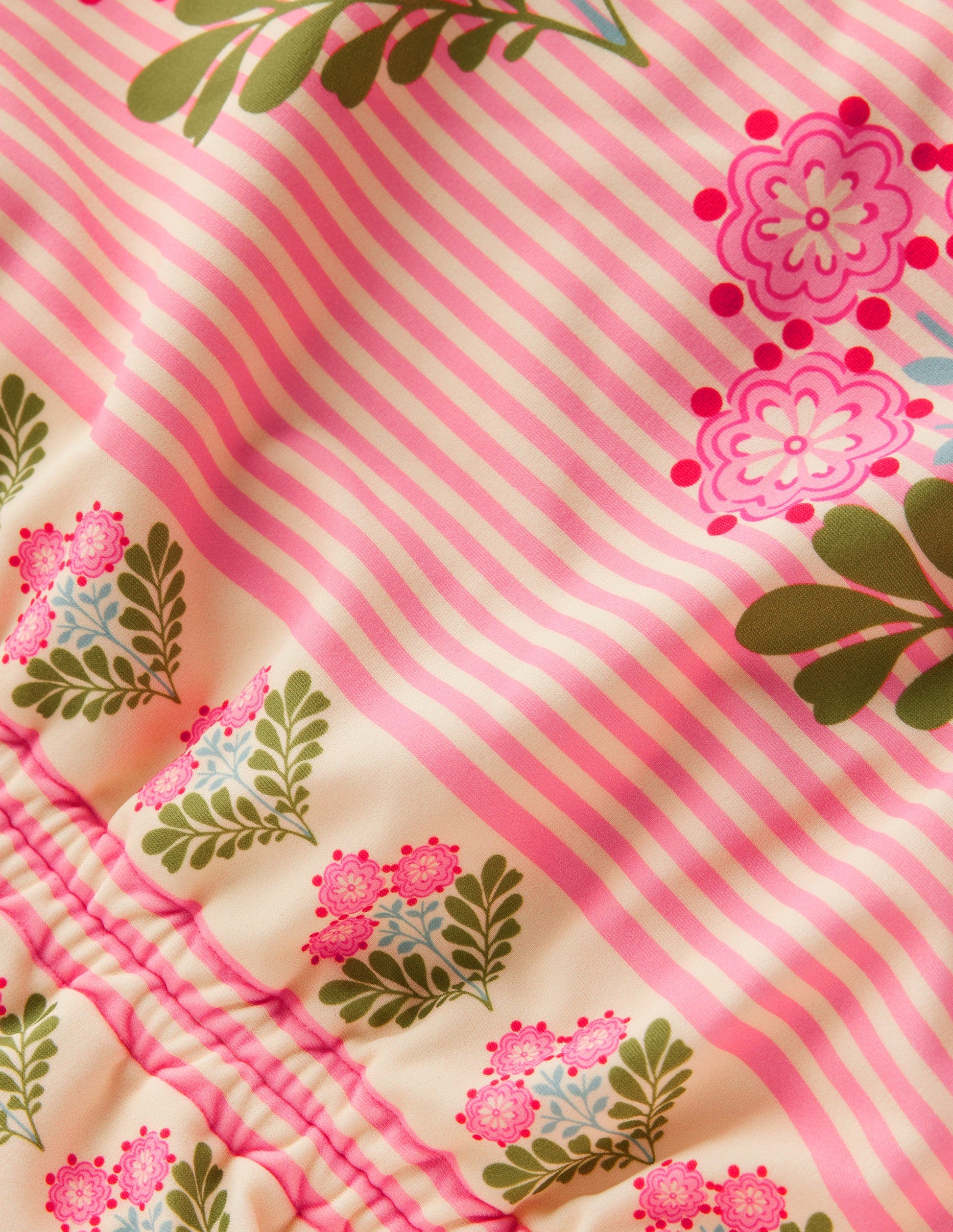 Gerafftes Tankini-Set-Erdbeerrosa, Holzschnittmuster-4