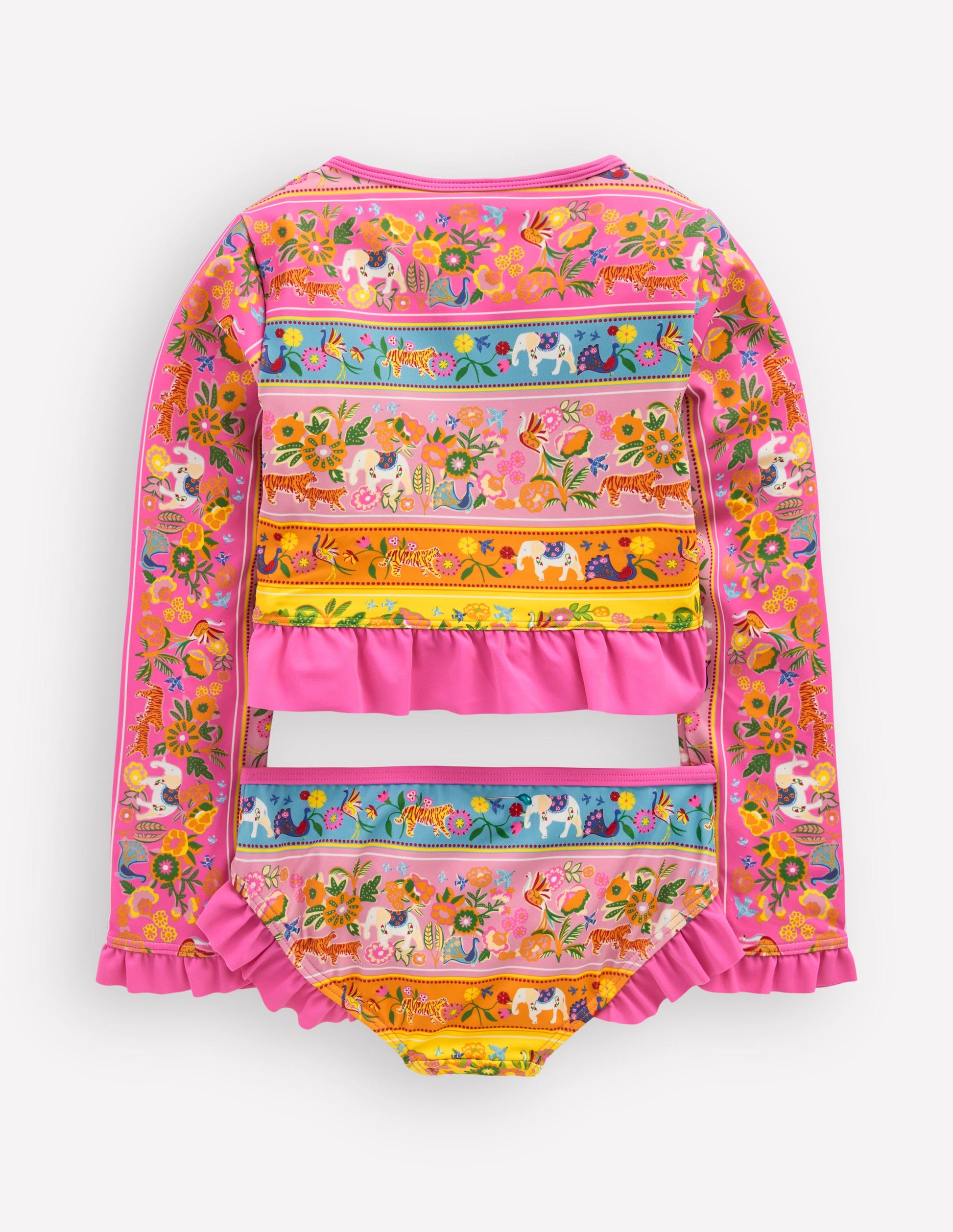 Long Sleeve Frill Set-Multi Tropical Animals-2
