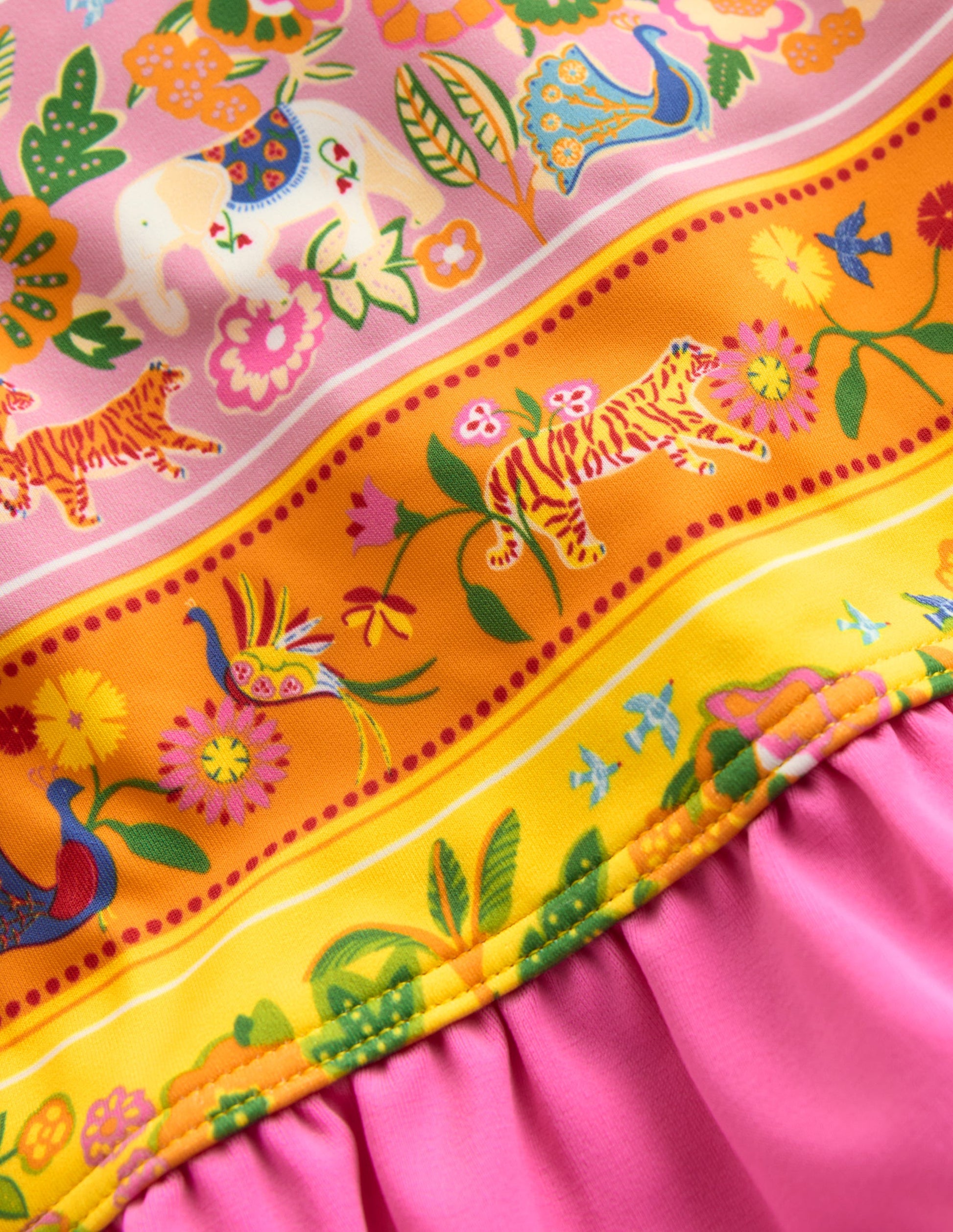 Long Sleeve Frill Set-Multi Tropical Animals-3