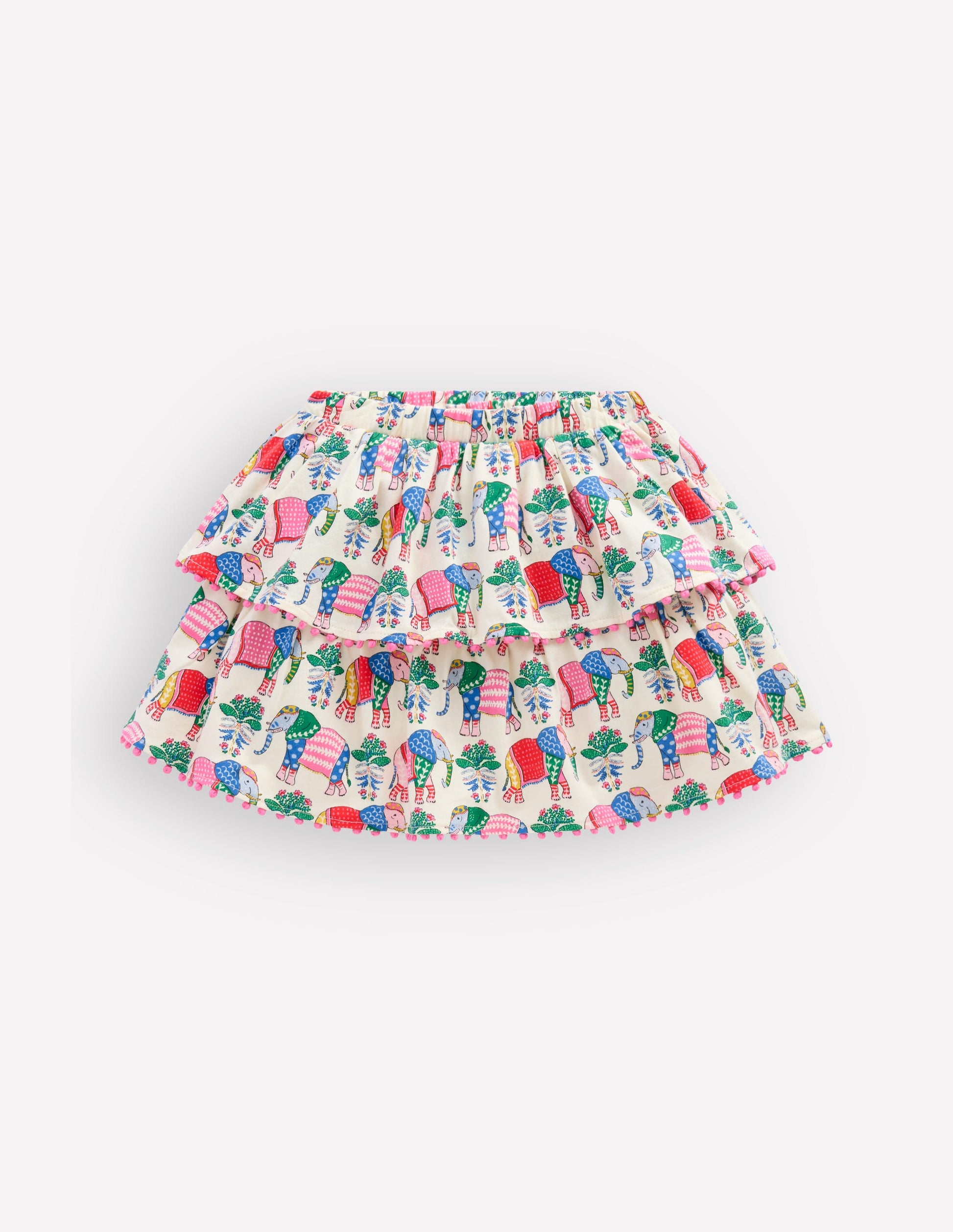 Jersey-Skort mit Rüschen-Bunt Elefant Holzblock-1