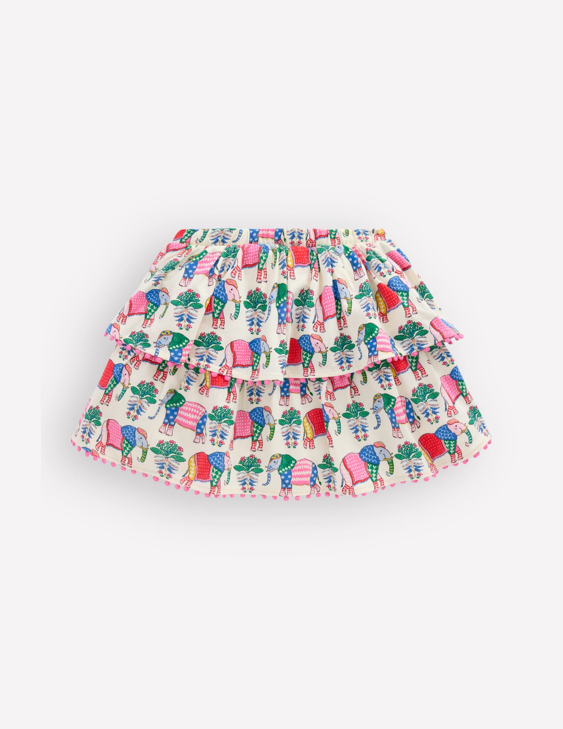 Jersey-Skort mit Rüschen-Bunt Elefant Holzblock-2