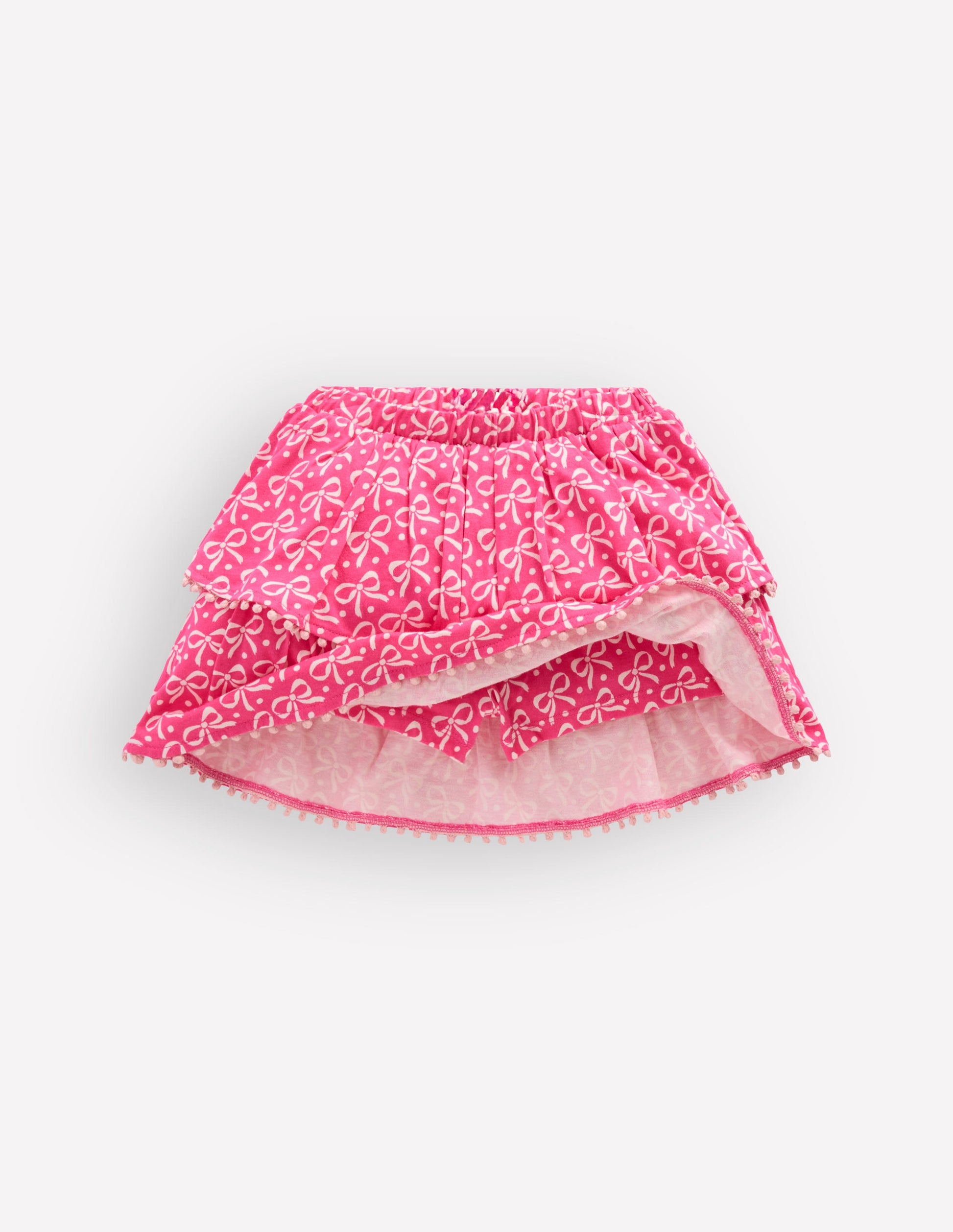 Jersey-Skort mit Rüschen-Rosa Schleife-4