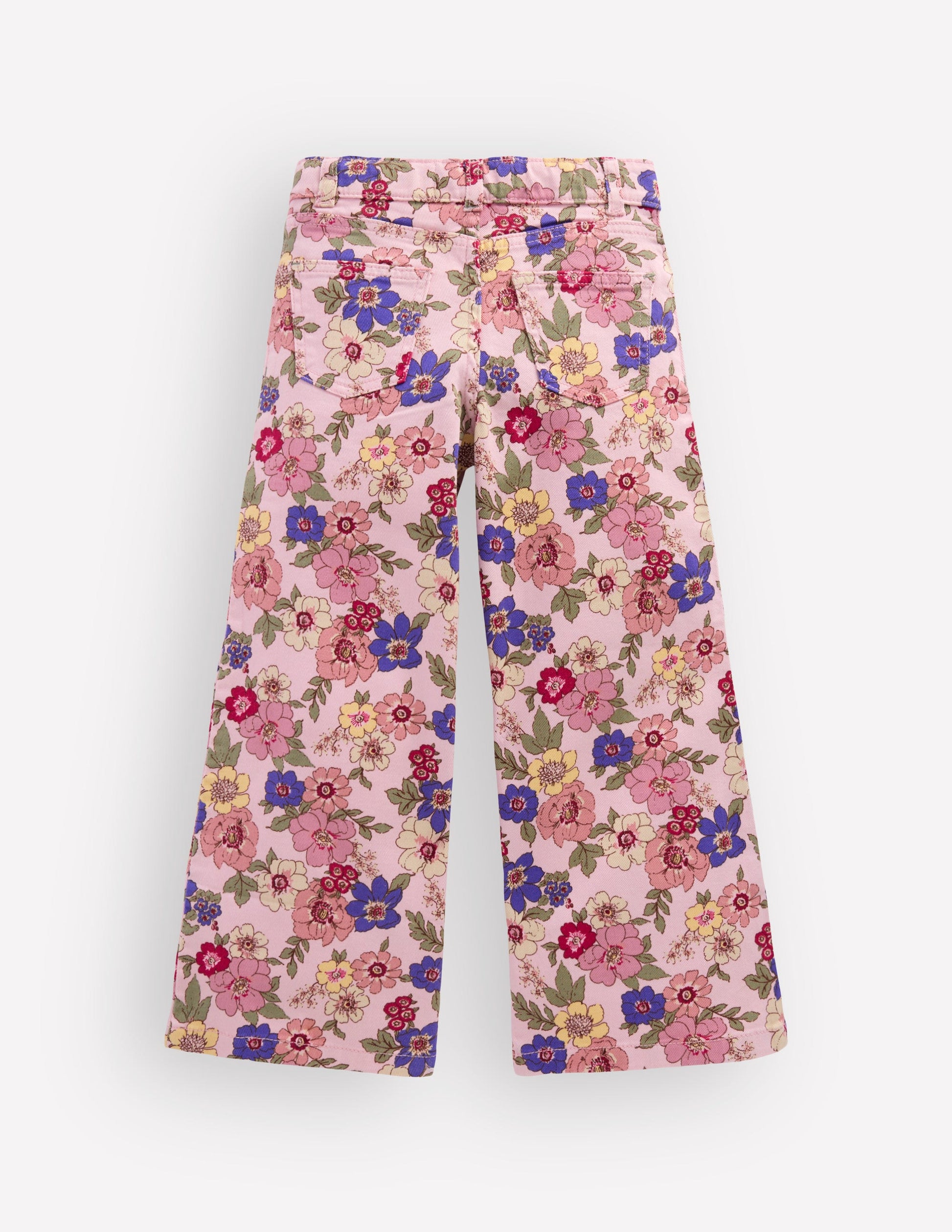 Jeans mit weitem Bein-Rosa Blumenmuster-2