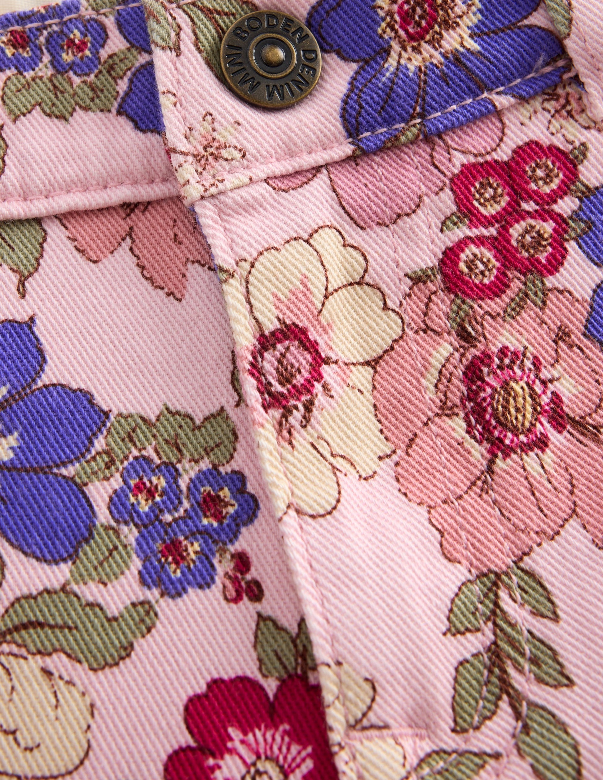 Jeans mit weitem Bein-Rosa Blumenmuster-3