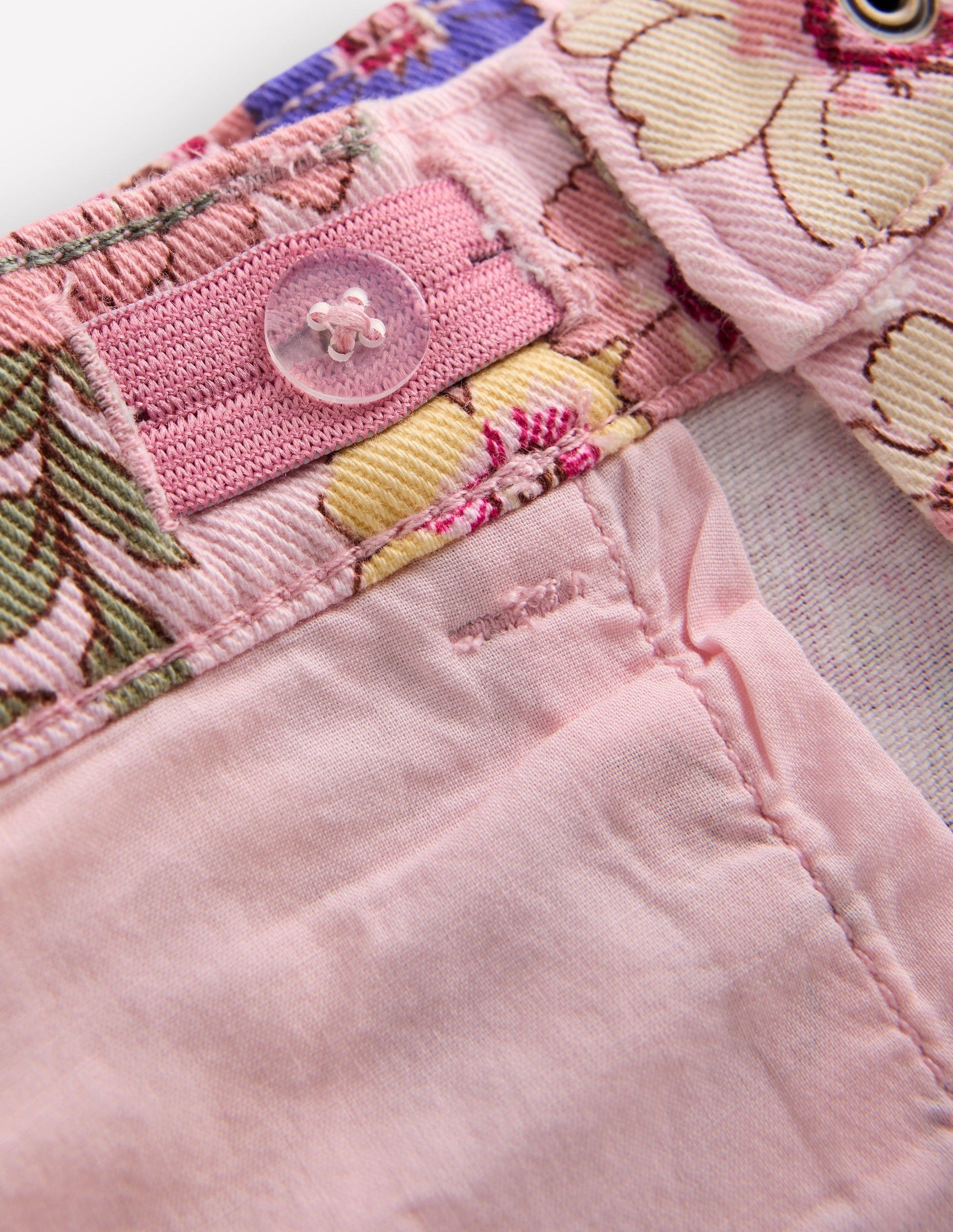 Jeans mit weitem Bein-Rosa Blumenmuster-4