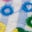Hose mit Muschelsaum-Blau Drillich Regenbogen