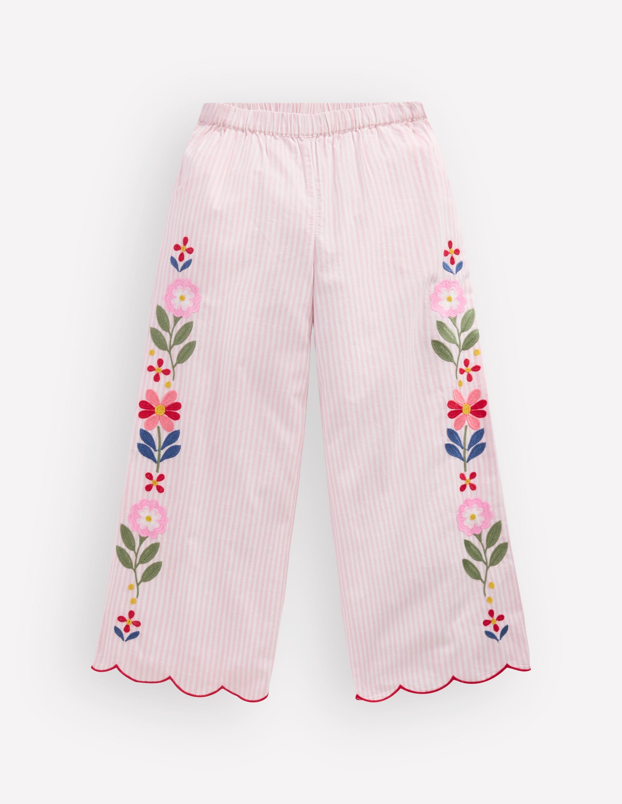 Hose mit Muschelsaum-Kreiderosa/Naturweiß Blumenmuster - Image 1