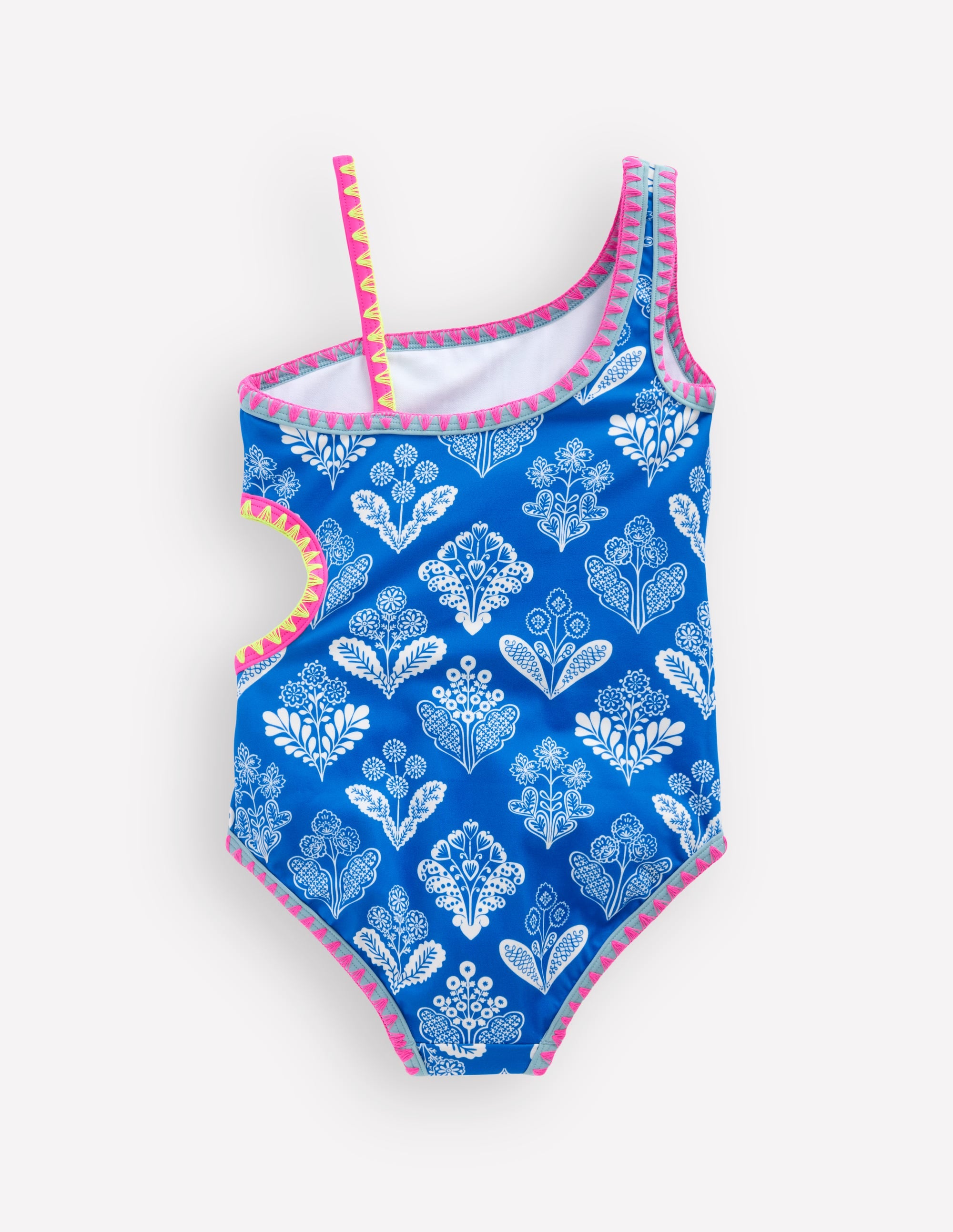 Maillot de bain à découpes-Motif xylographique bleu martin-pêcheur - Image 2