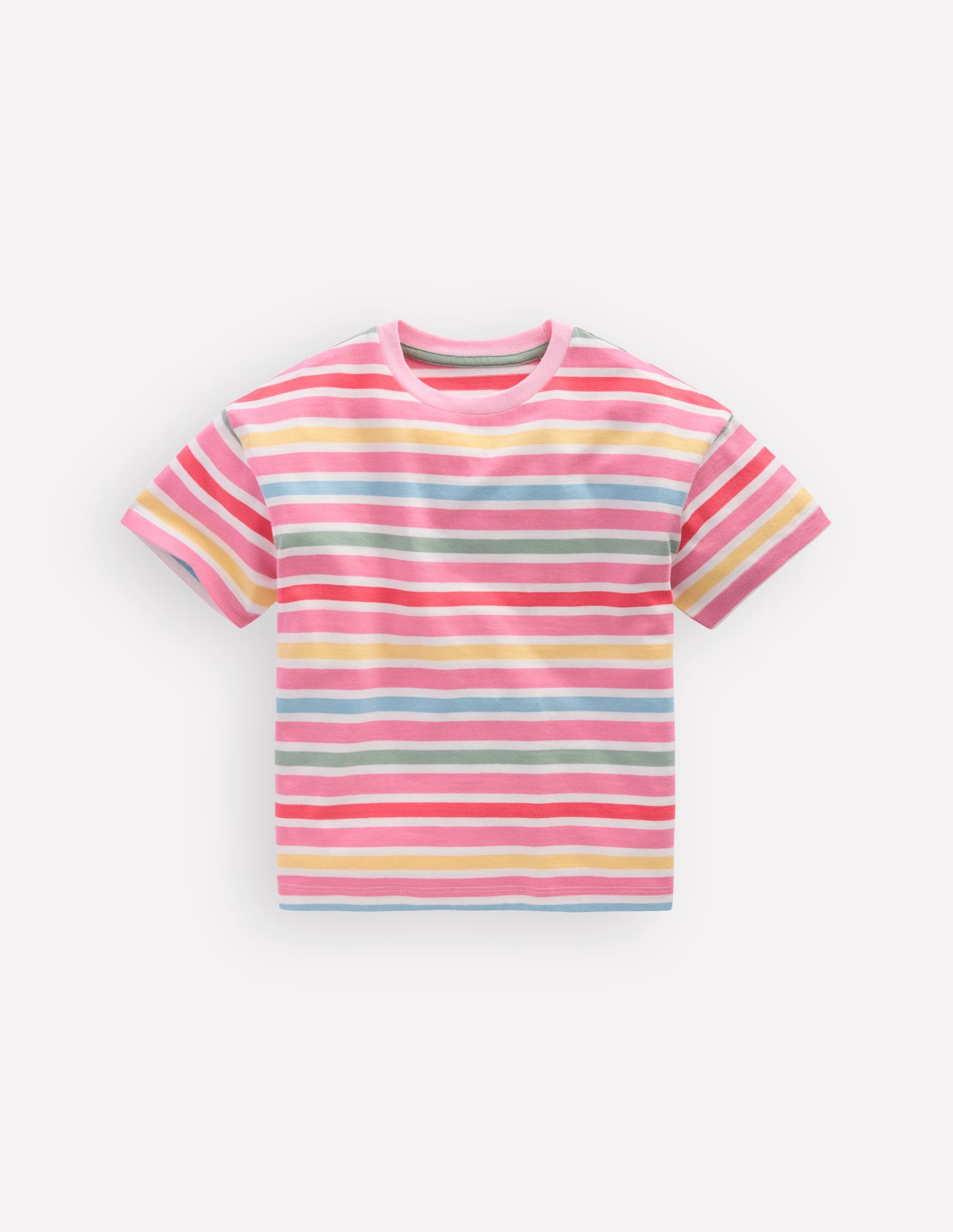 Lockeres Breton-T-Shirt-Ackerbohnengrün/Pink, Gestreift-2