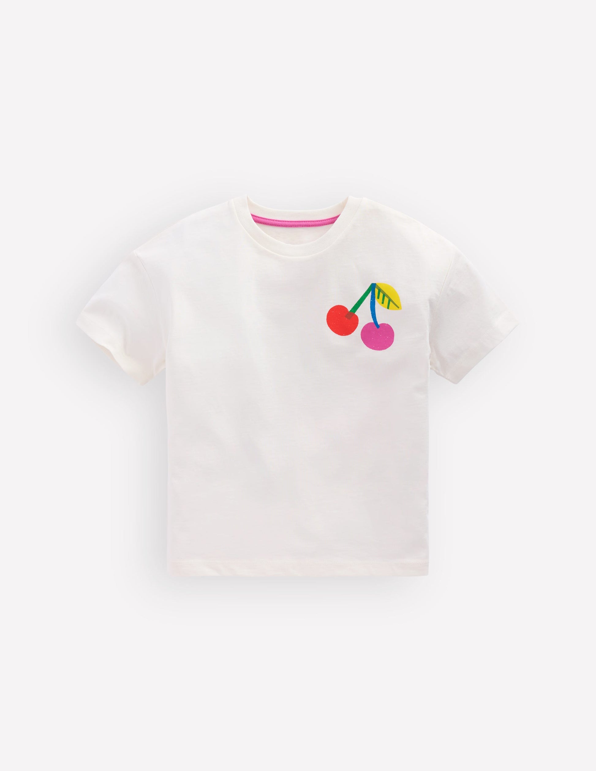 T-Shirt mit Druck-Sanftes Naturweiß Kirschen-2