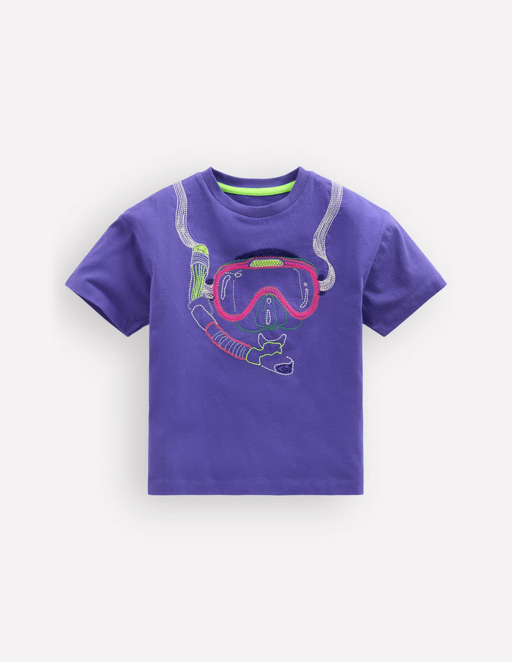 Lockeres T-Shirt mit Applikation-Blauregen Schnorchel