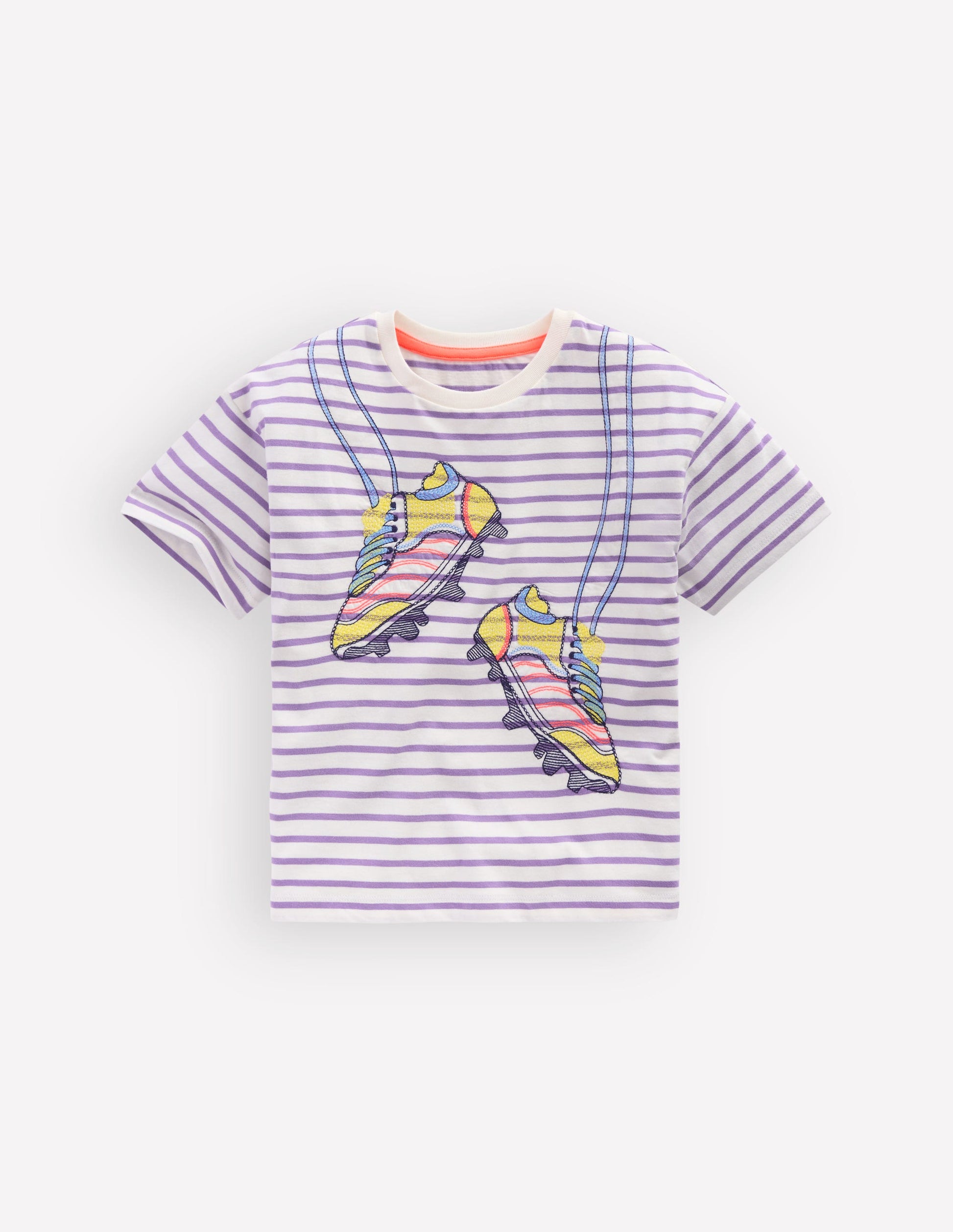 Lockeres T-Shirt mit Applikation-Asternlila/Naturweiß Schuhe-1