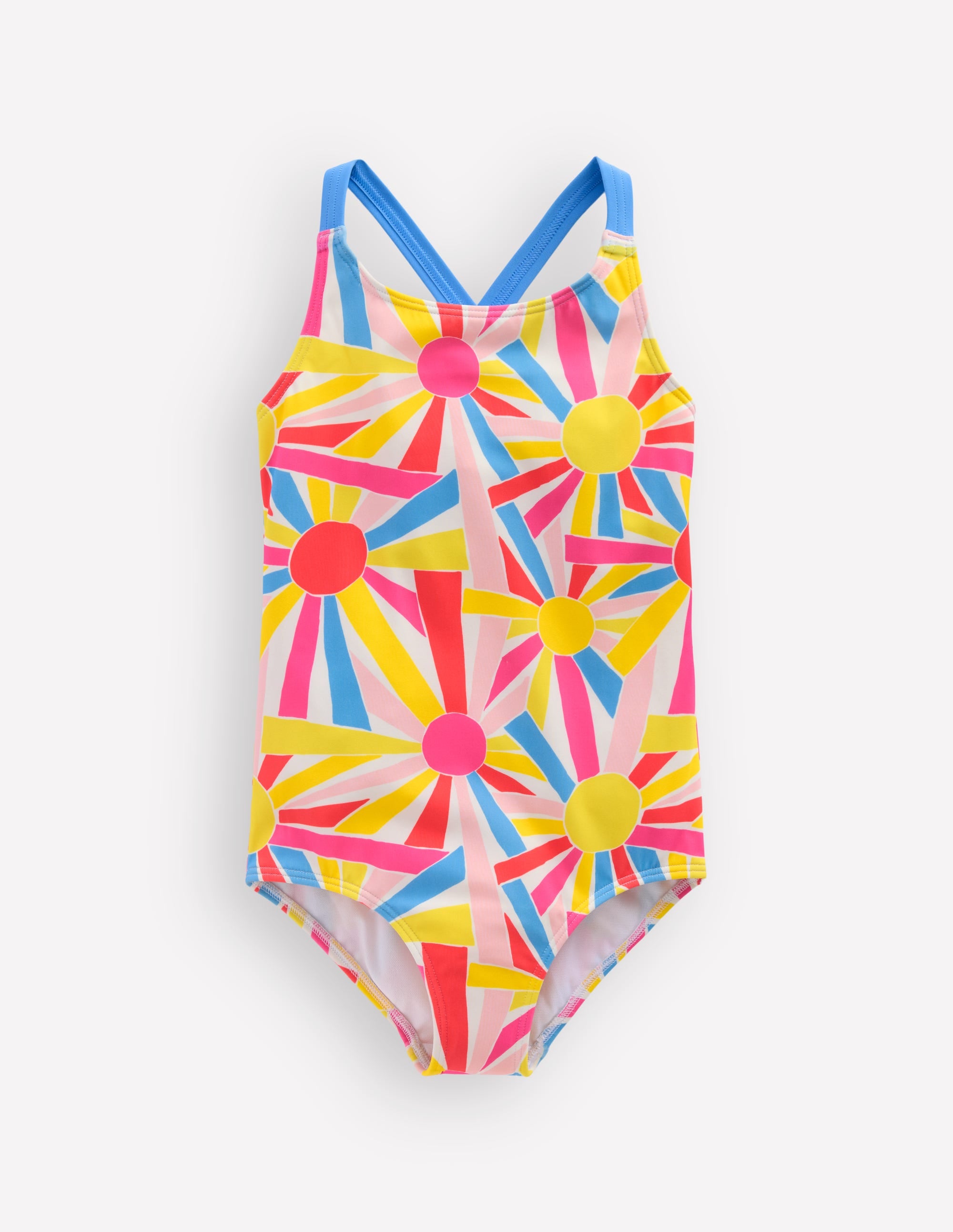 Maillot de bain imprimé croisé dans le dos-Motif Sunburst ivoire - Image 3