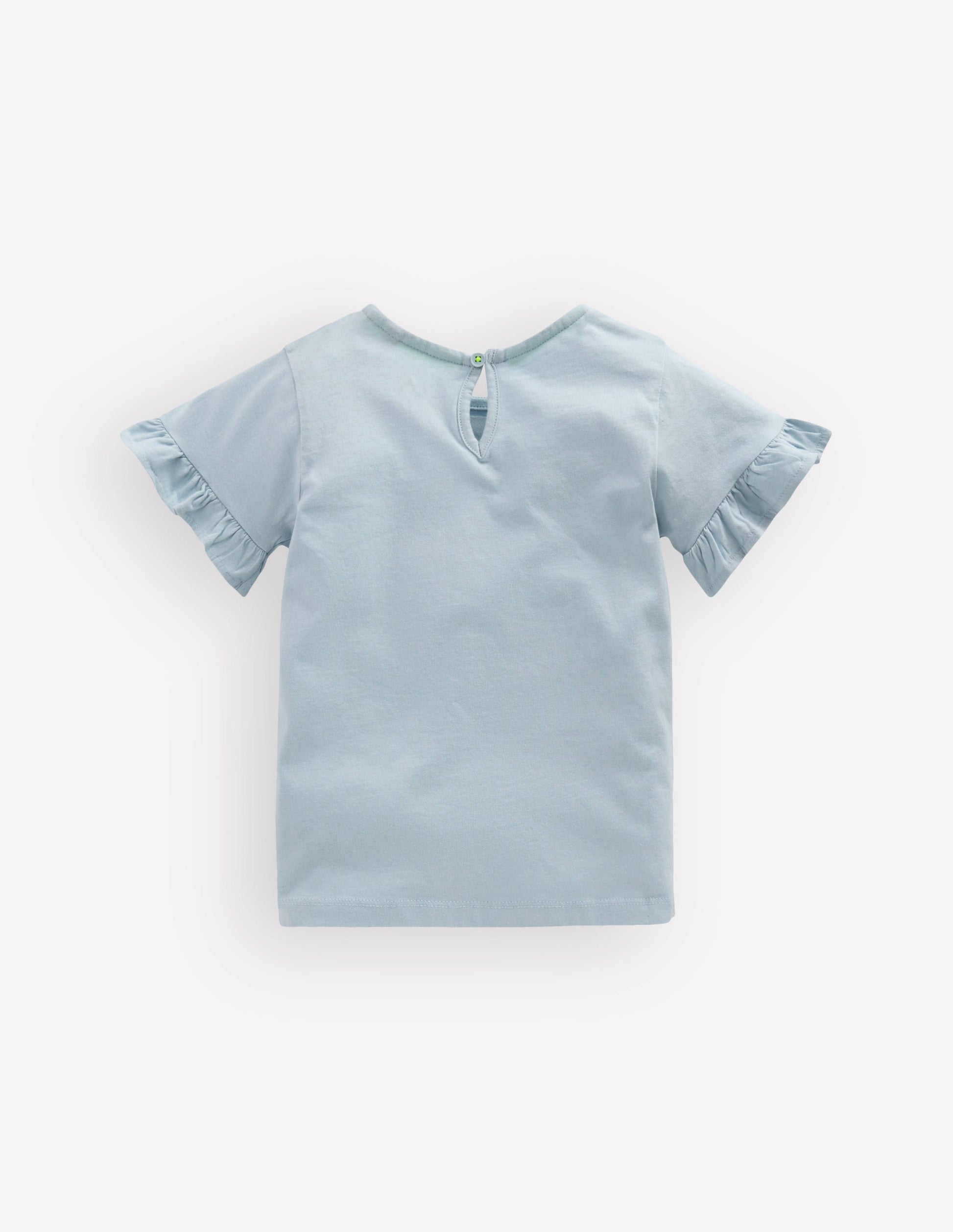 Hübsches T-Shirt mit Rüschen-Nebelblau Flamingos-2