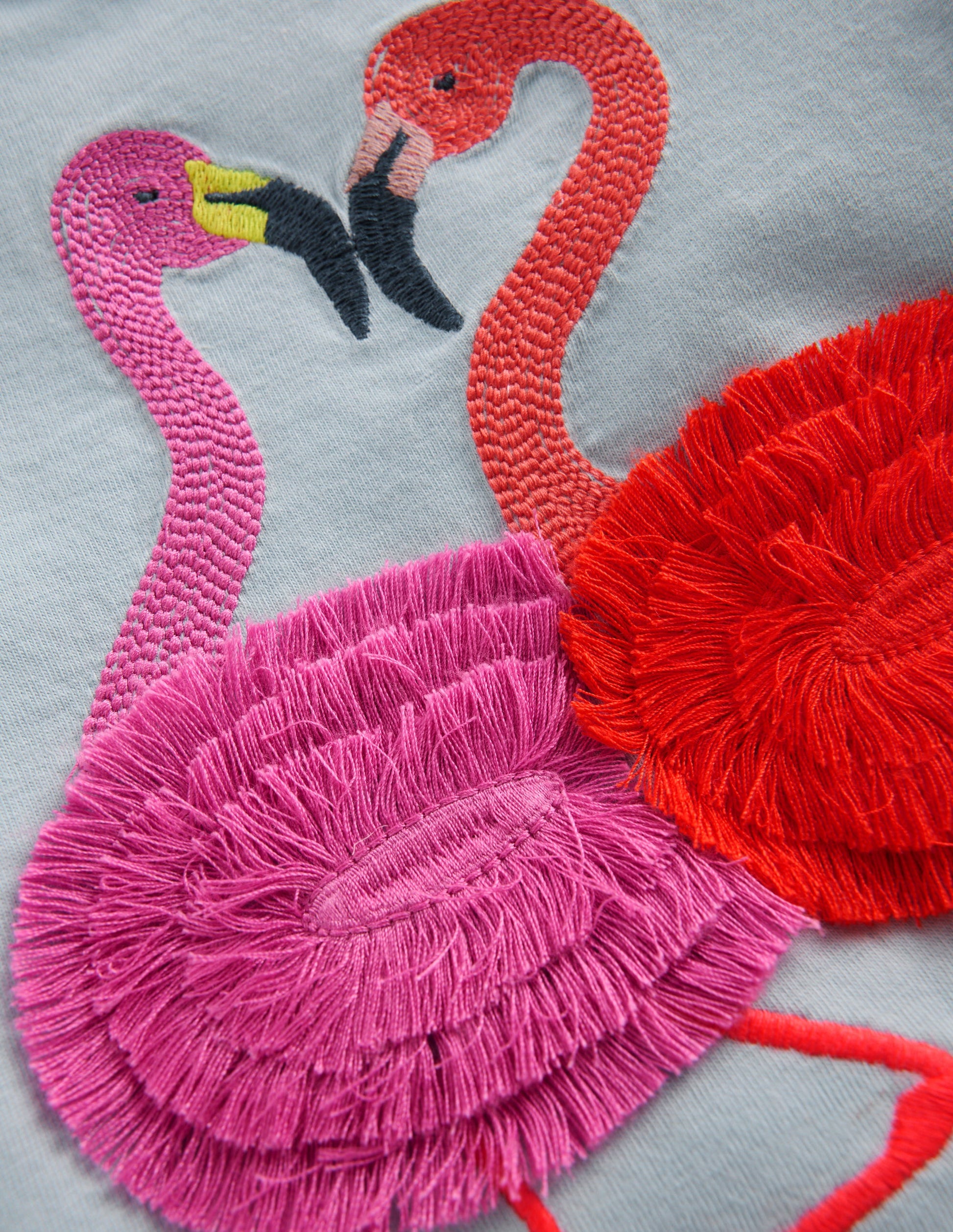 Hübsches T-Shirt mit Rüschen-Nebelblau Flamingos-3