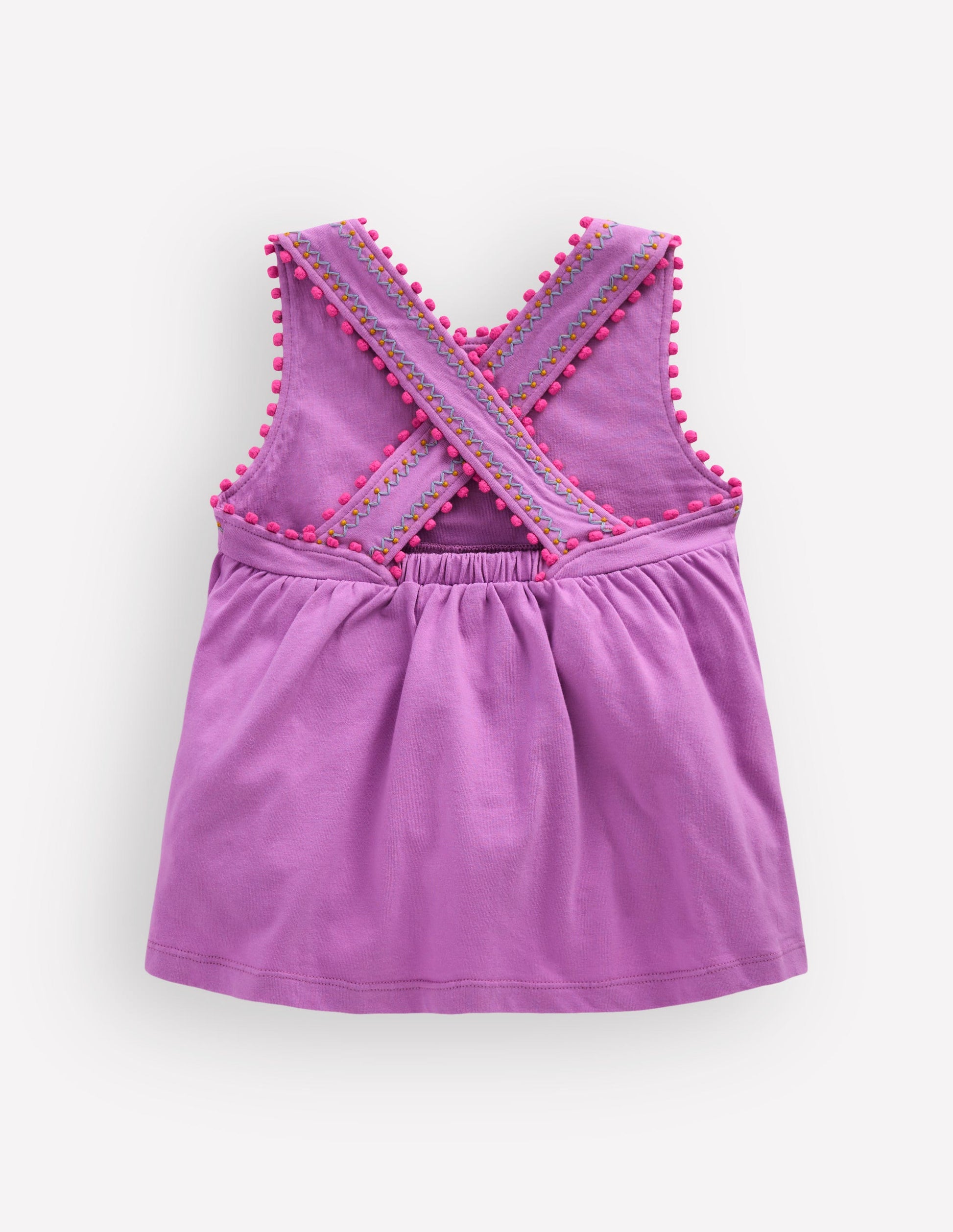 Cross-Back Pom Trim Top-Chalky Violet-2