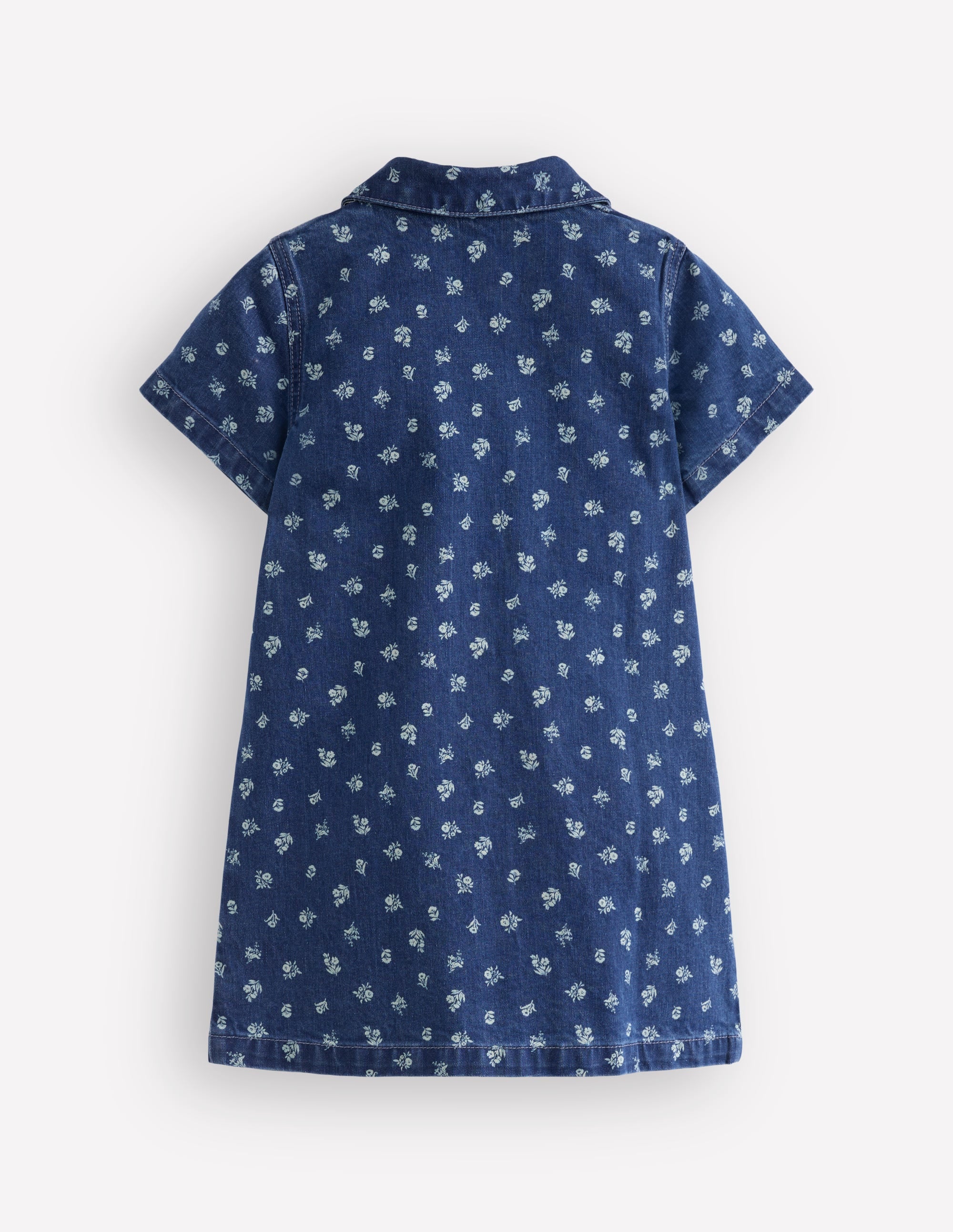 Denim-Hemdblusenkleid-Blau Kleines Blütenmuster - Image 2
