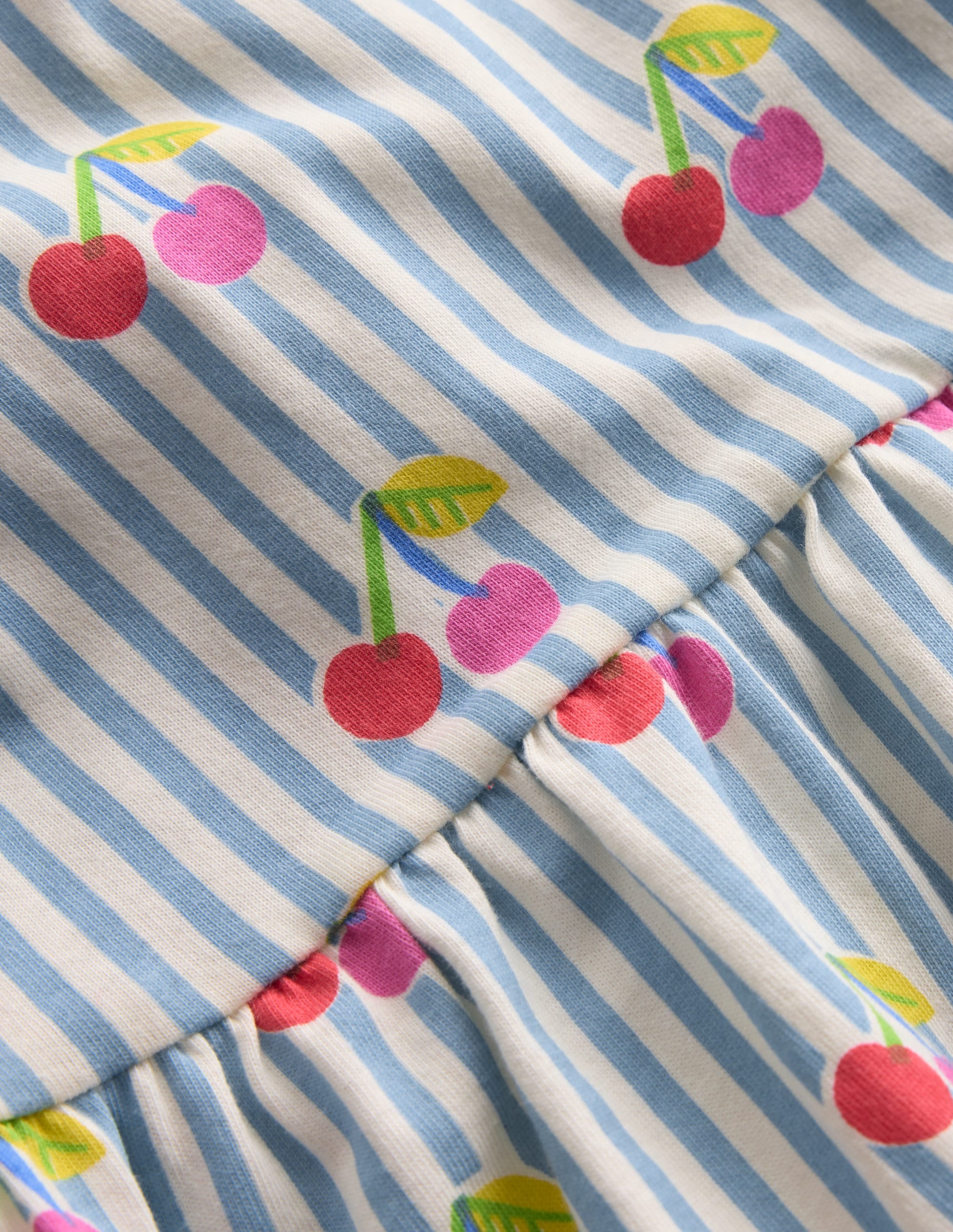 Jersey T-Shirt Dress-Blue Cherry Stripe - Image 4