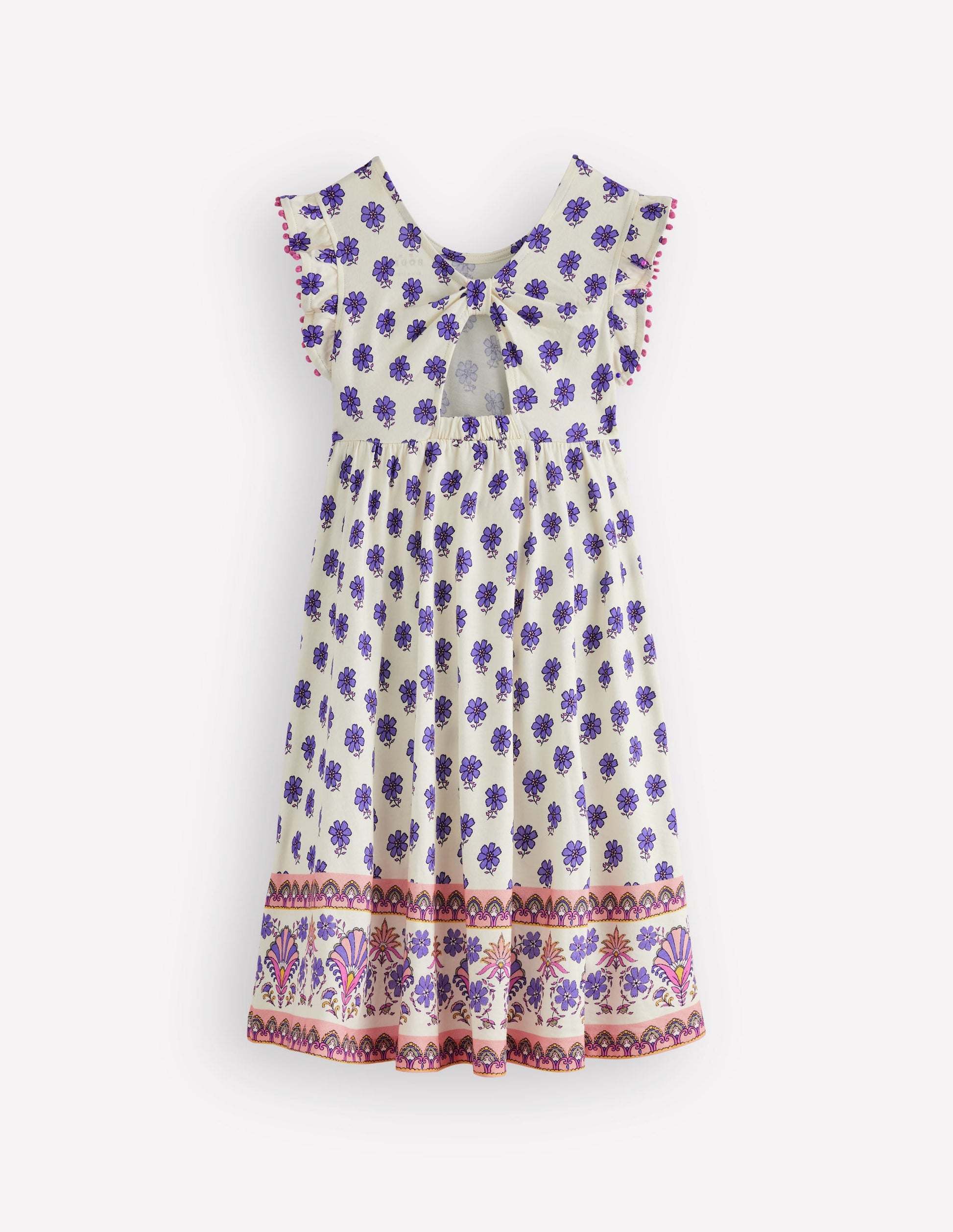 Jerseykleid mit Schleife am Rücken-Bunt Holzblock-4