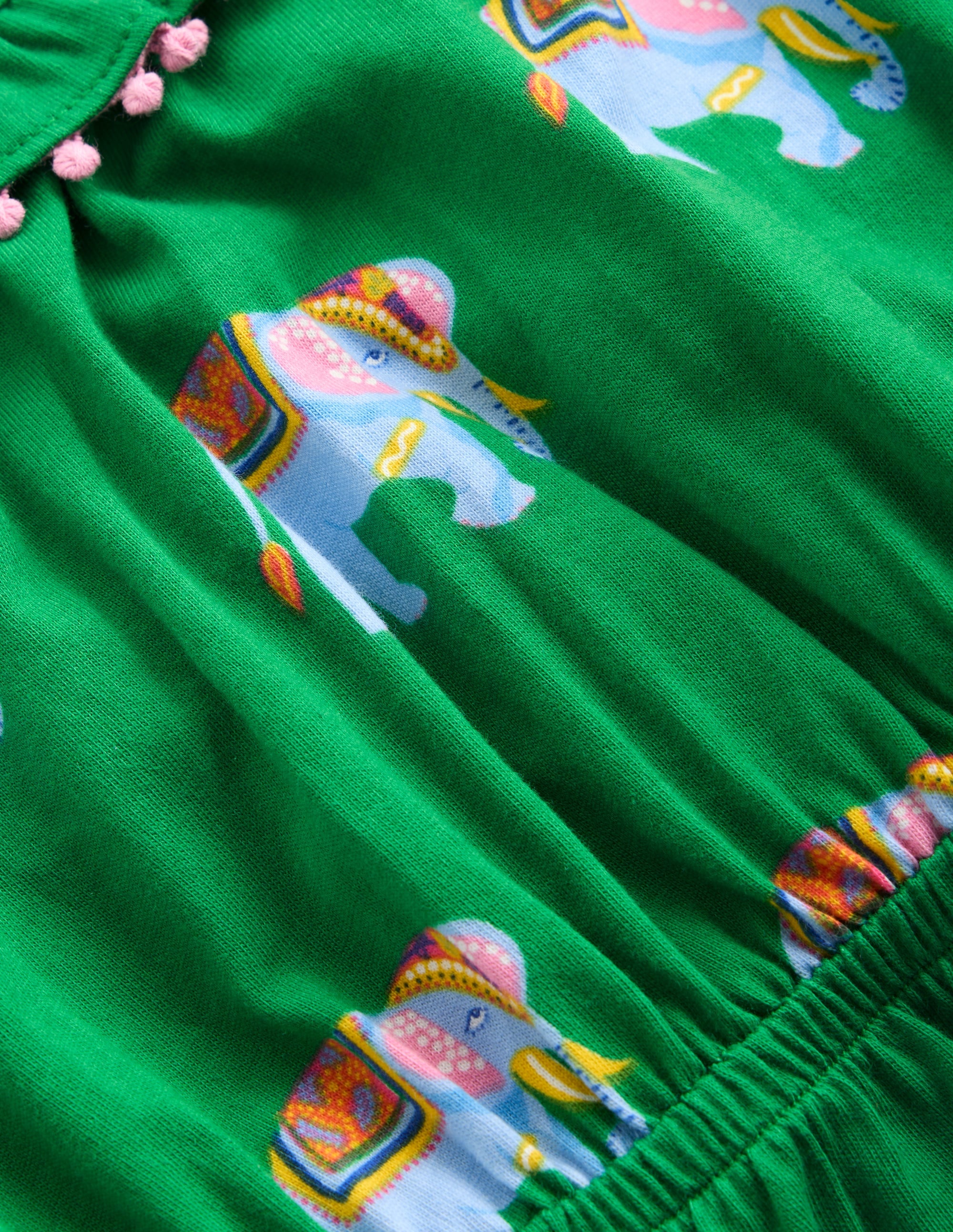Kleid mit Rüschenausschnitt-Highland-Grün Elefanten - Image 4