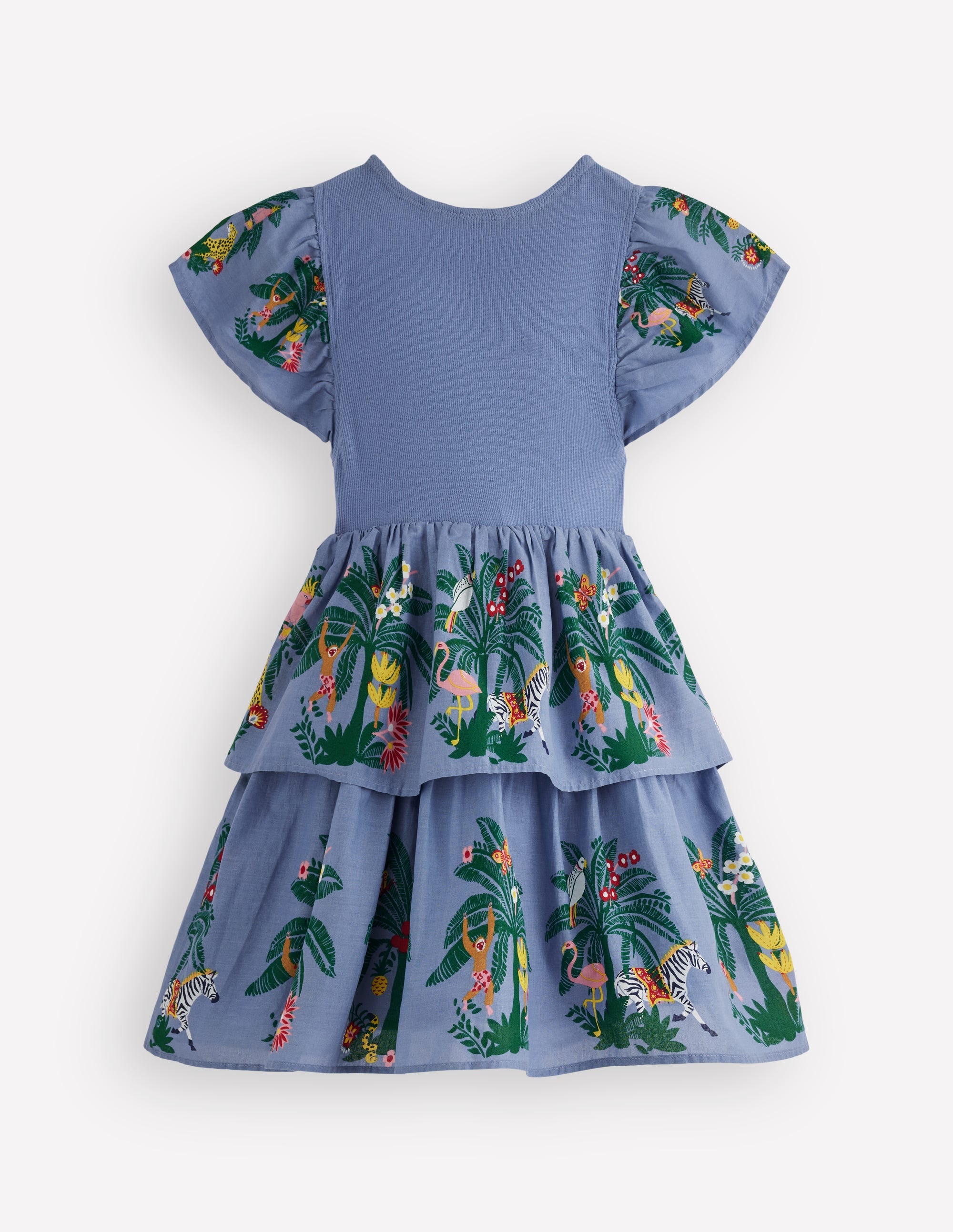 Kleid zum Herumwirbeln mit gewebten Elementen-Azurblau Dschungel-Spalier - Image 2