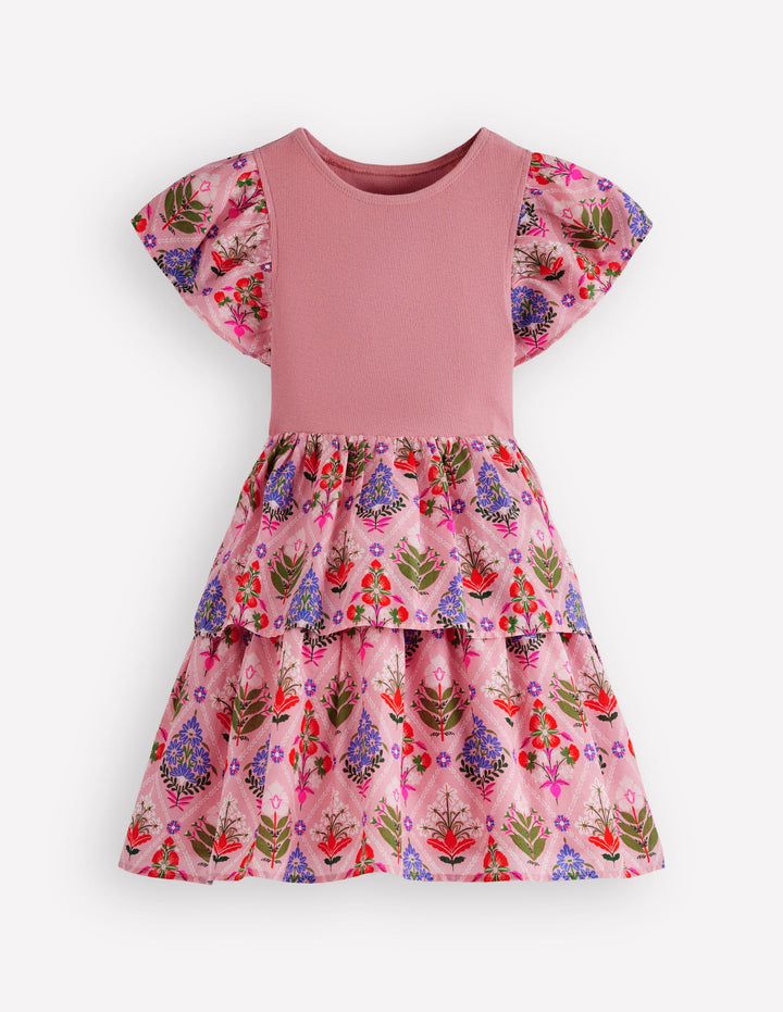 Kleid zum Herumwirbeln mit gewebten Elementen-Bunt Diamant Blumenmuster