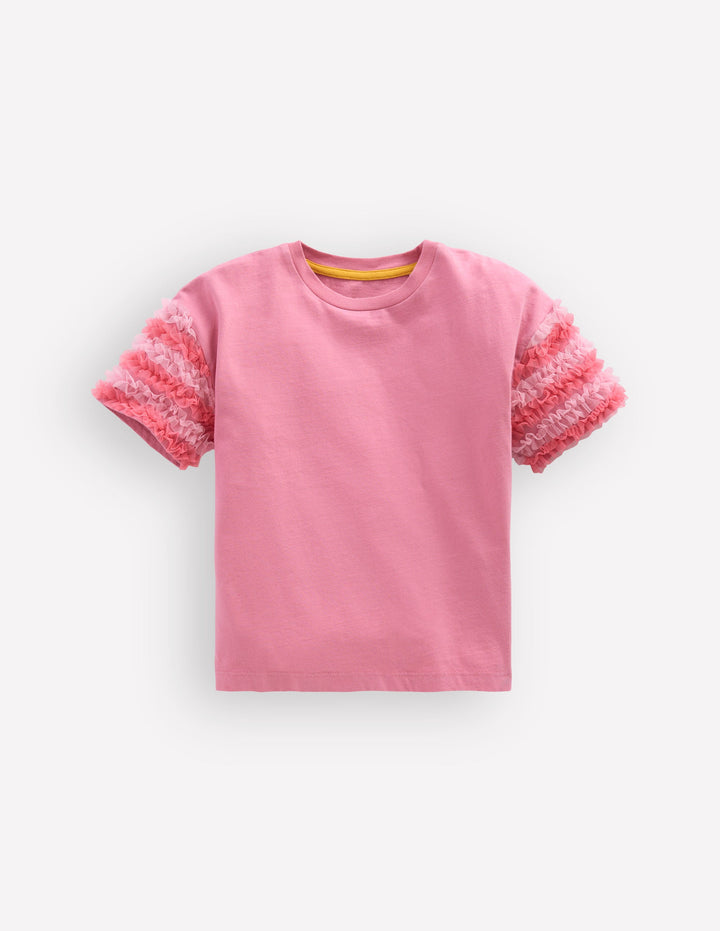 Oberteil aus Tüll-Mix-Rosa Schleier