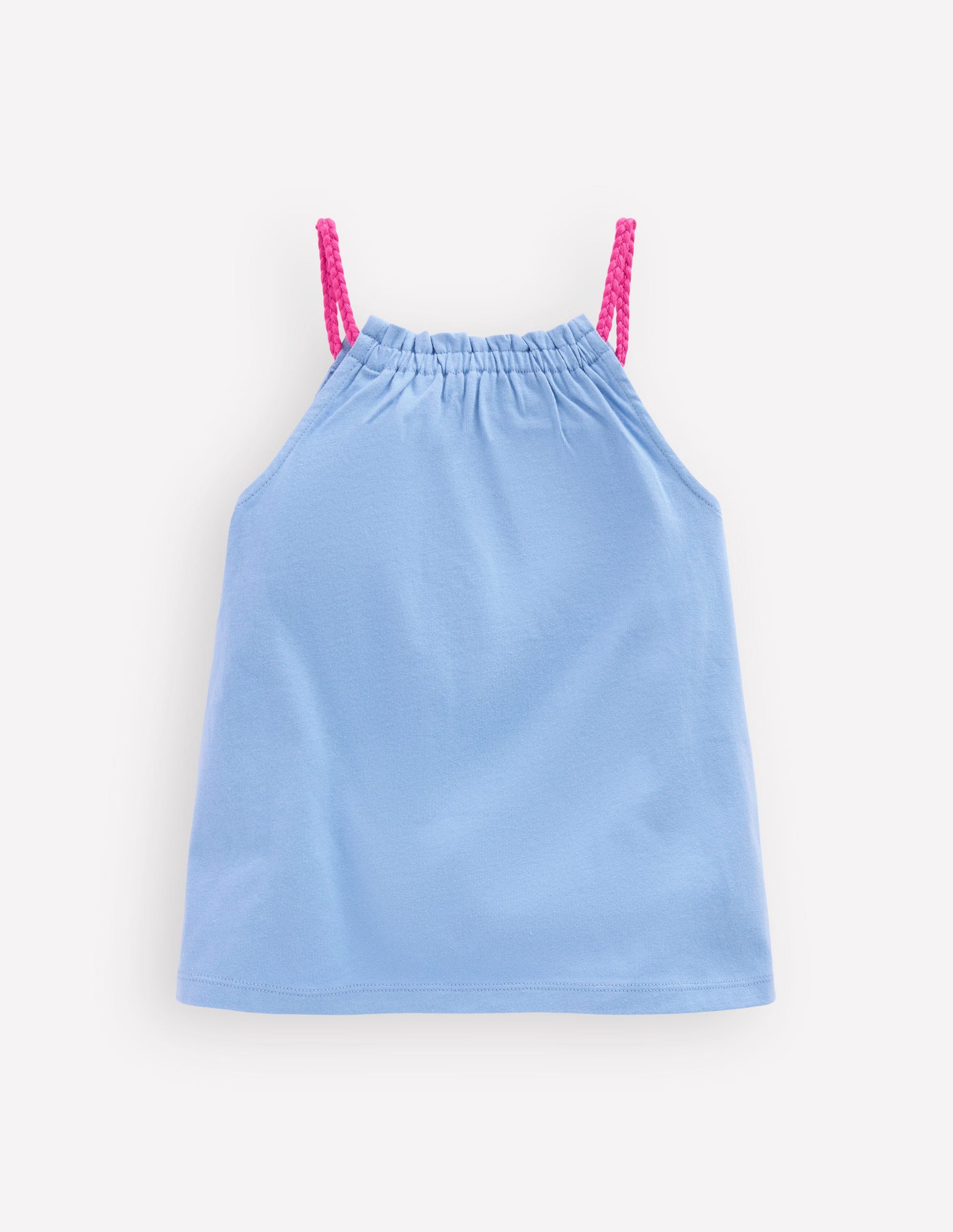 Top mit geflochtenen Trägern und Stickerei-Vergissmeinnicht Blau-2