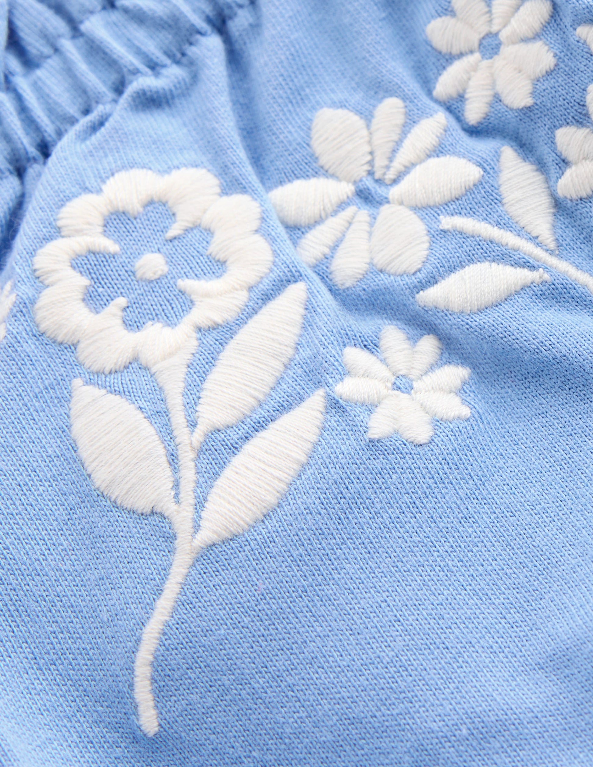 Top mit geflochtenen Trägern und Stickerei-Vergissmeinnicht Blau-3