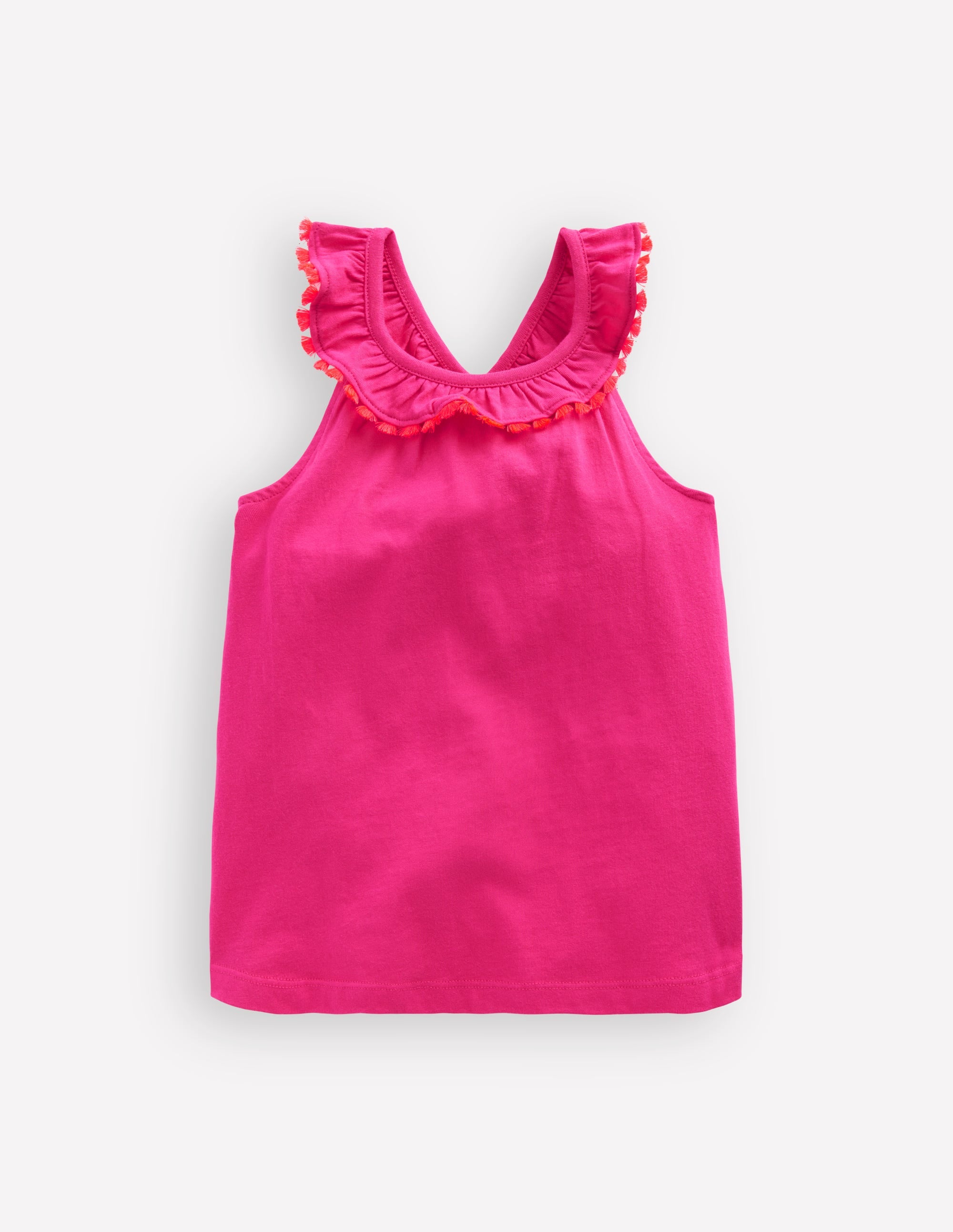 Oberteil mit Rüschenausschnitt-Kräftiges Rosa - Image 1