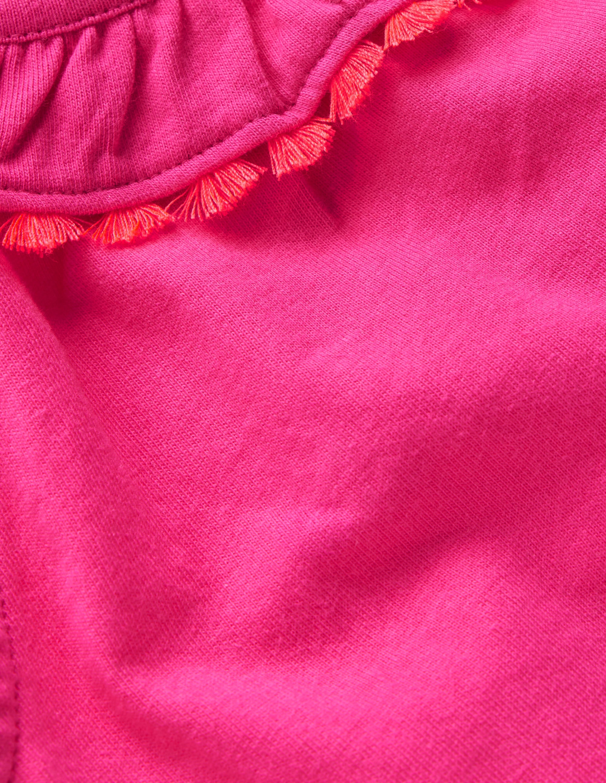 Oberteil mit Rüschenausschnitt-Kräftiges Rosa - Image 3