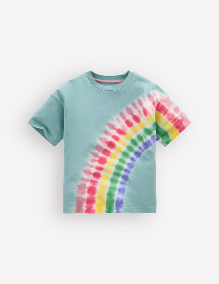 Oberteil mit Batikmuster und Logo-Morgenblau Regenbogen