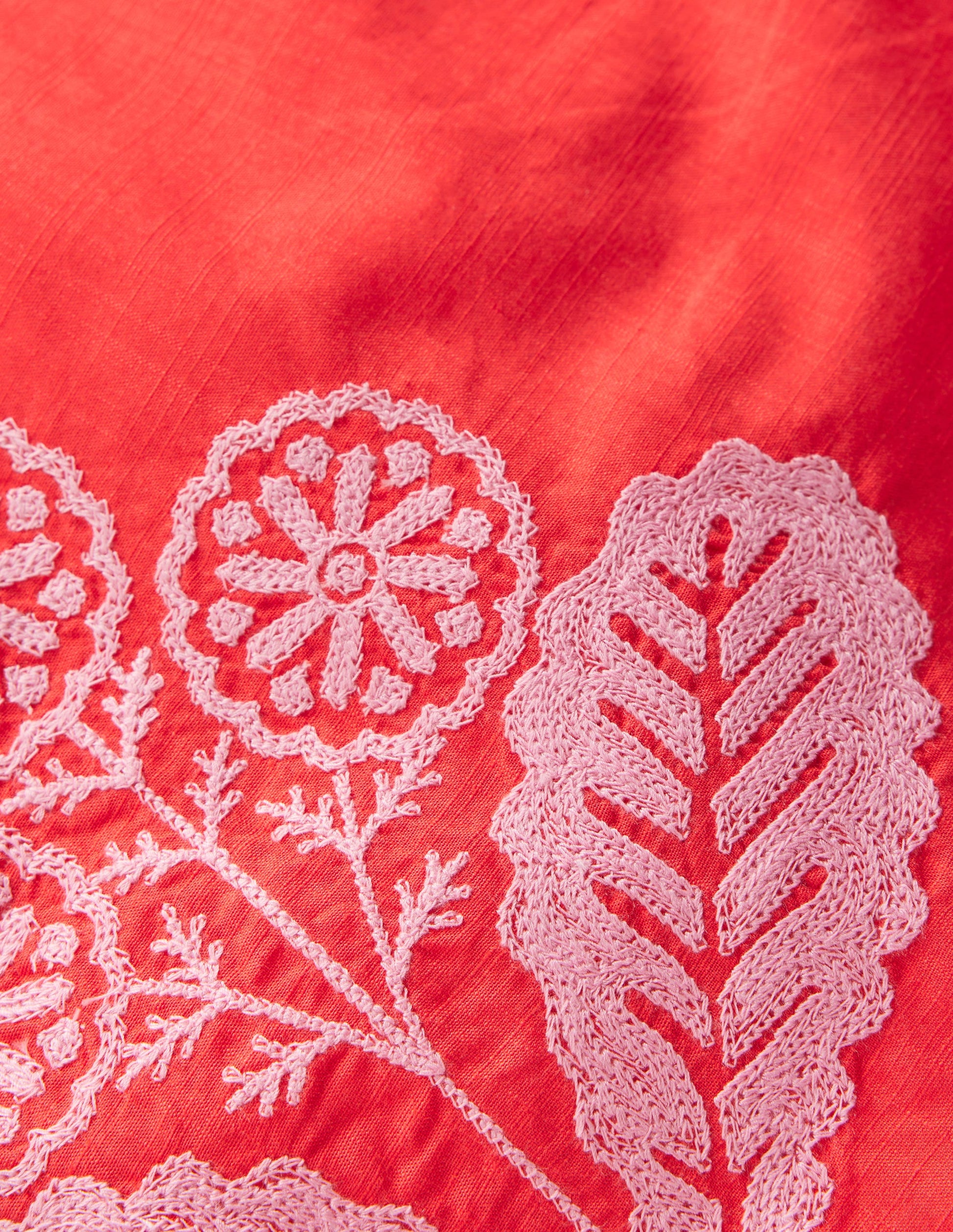 Débardeur tissé-Broderie rouge fluo épicé-3