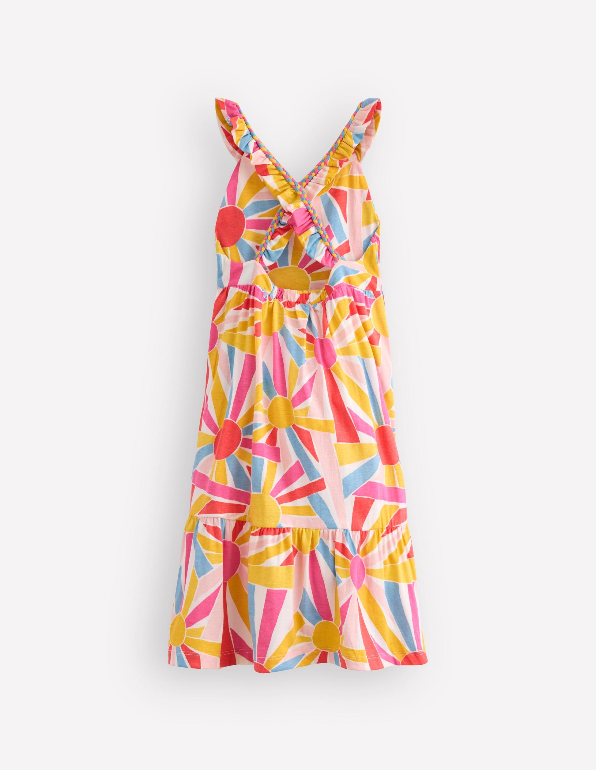 Midi-Jerseykleid mit überkreuzten Rückenträgern-Sanftes Naturweiß Kleine Sonnen-3